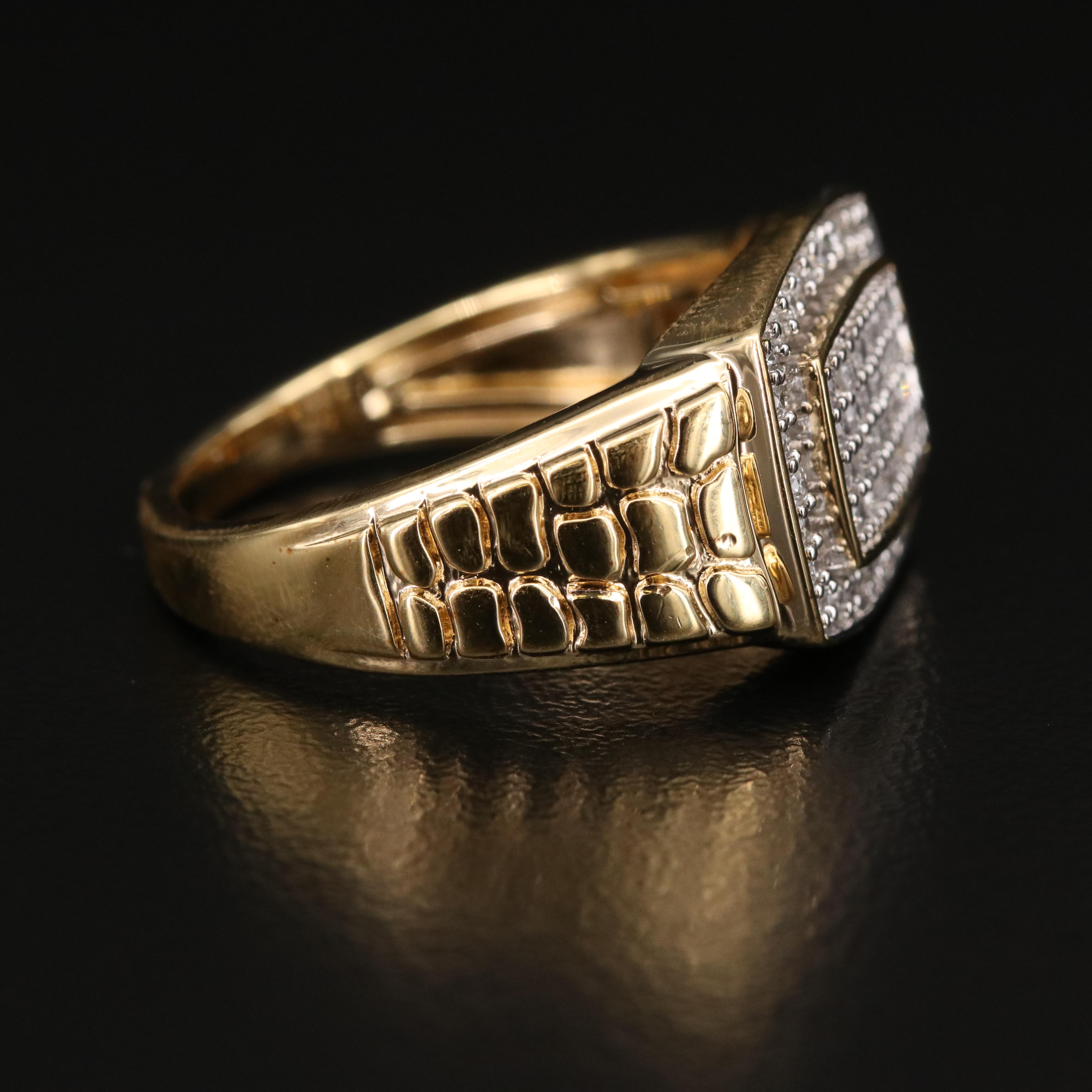 Sterling Diamond Layered Ring with Textured Design