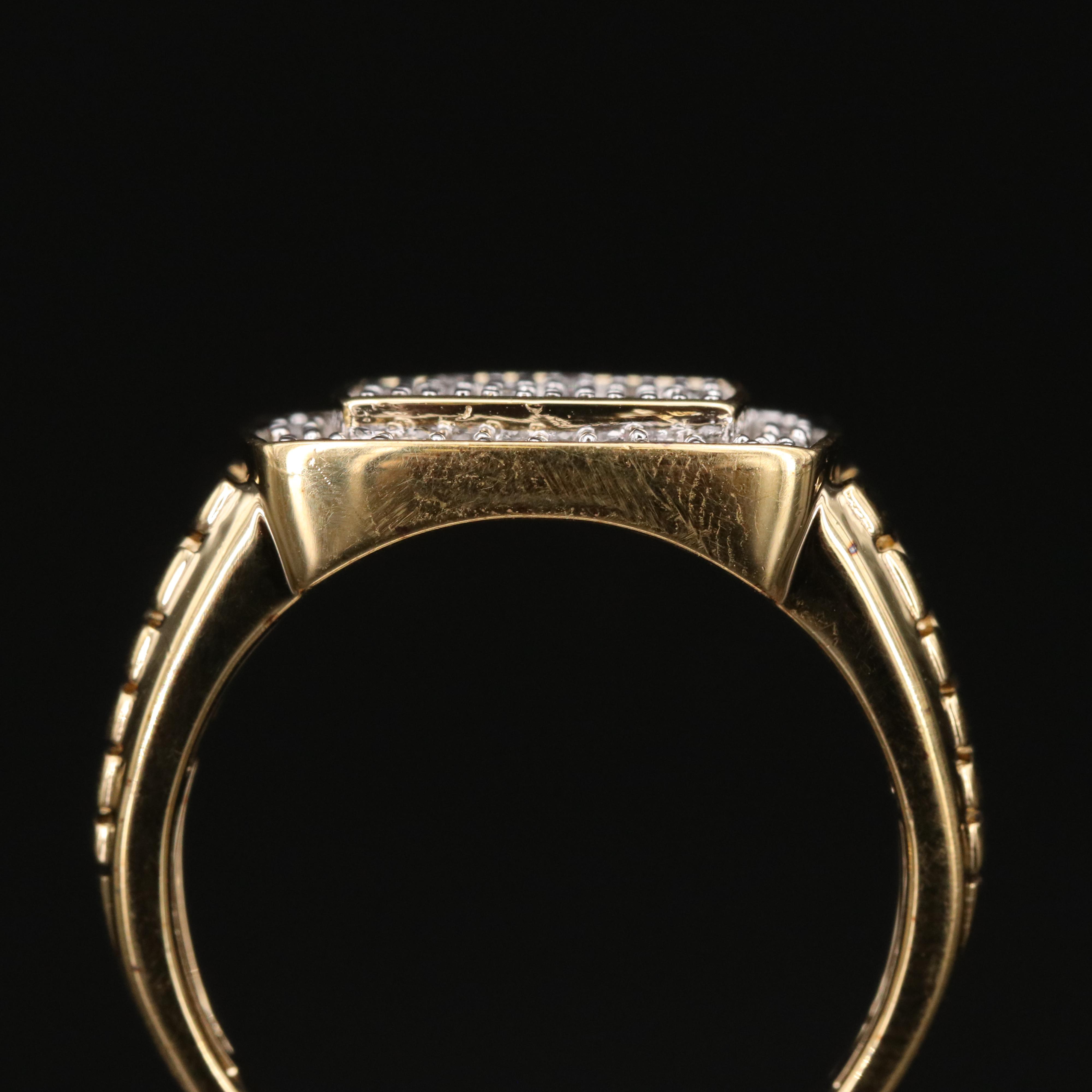 Sterling Diamond Layered Ring with Textured Design