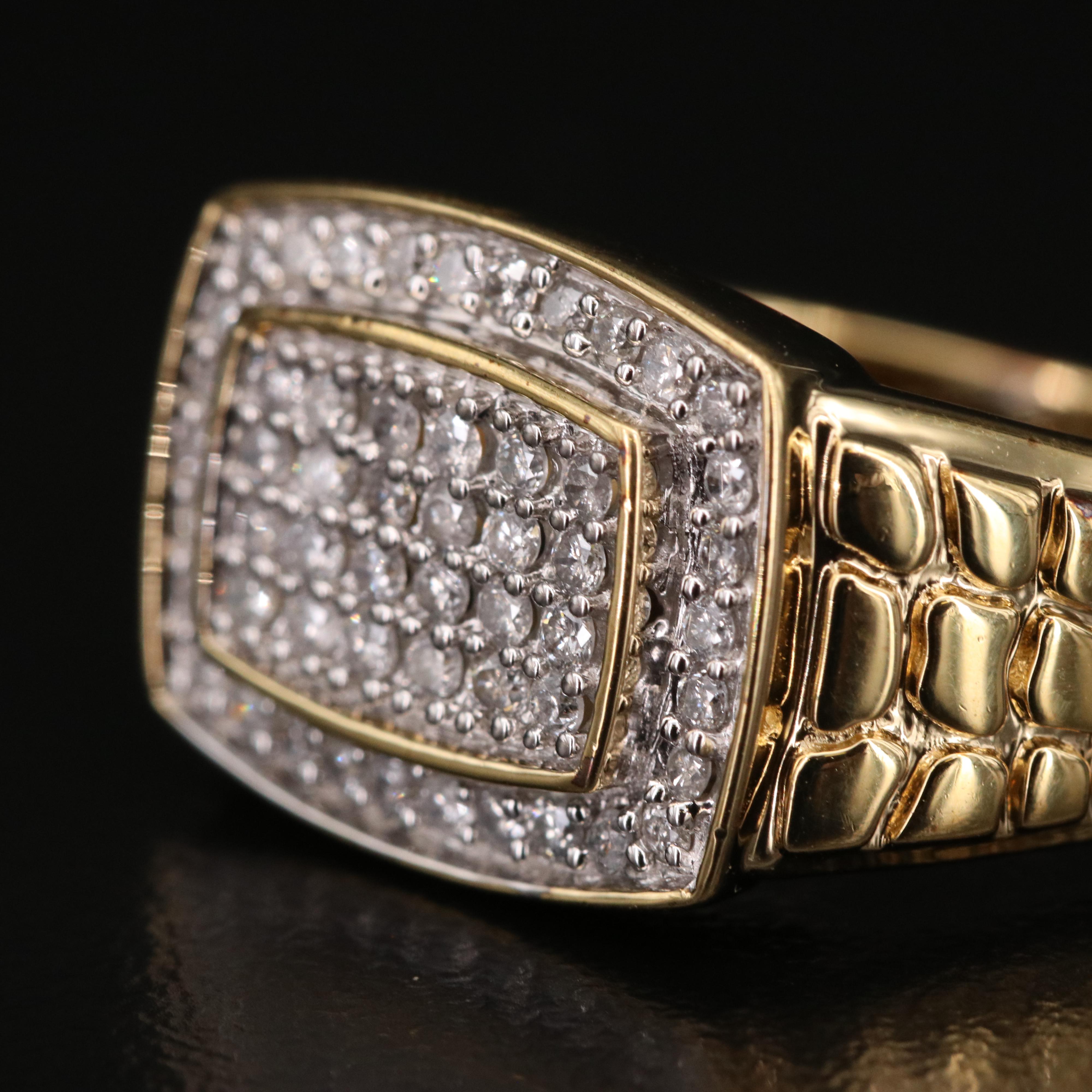 Sterling Diamond Layered Ring with Textured Design