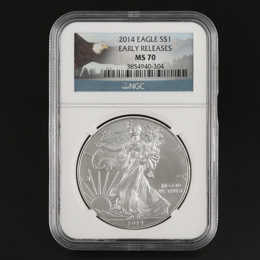 NGC Graded MS70 "Early Releases" 2014 $1 American Silver Eagle