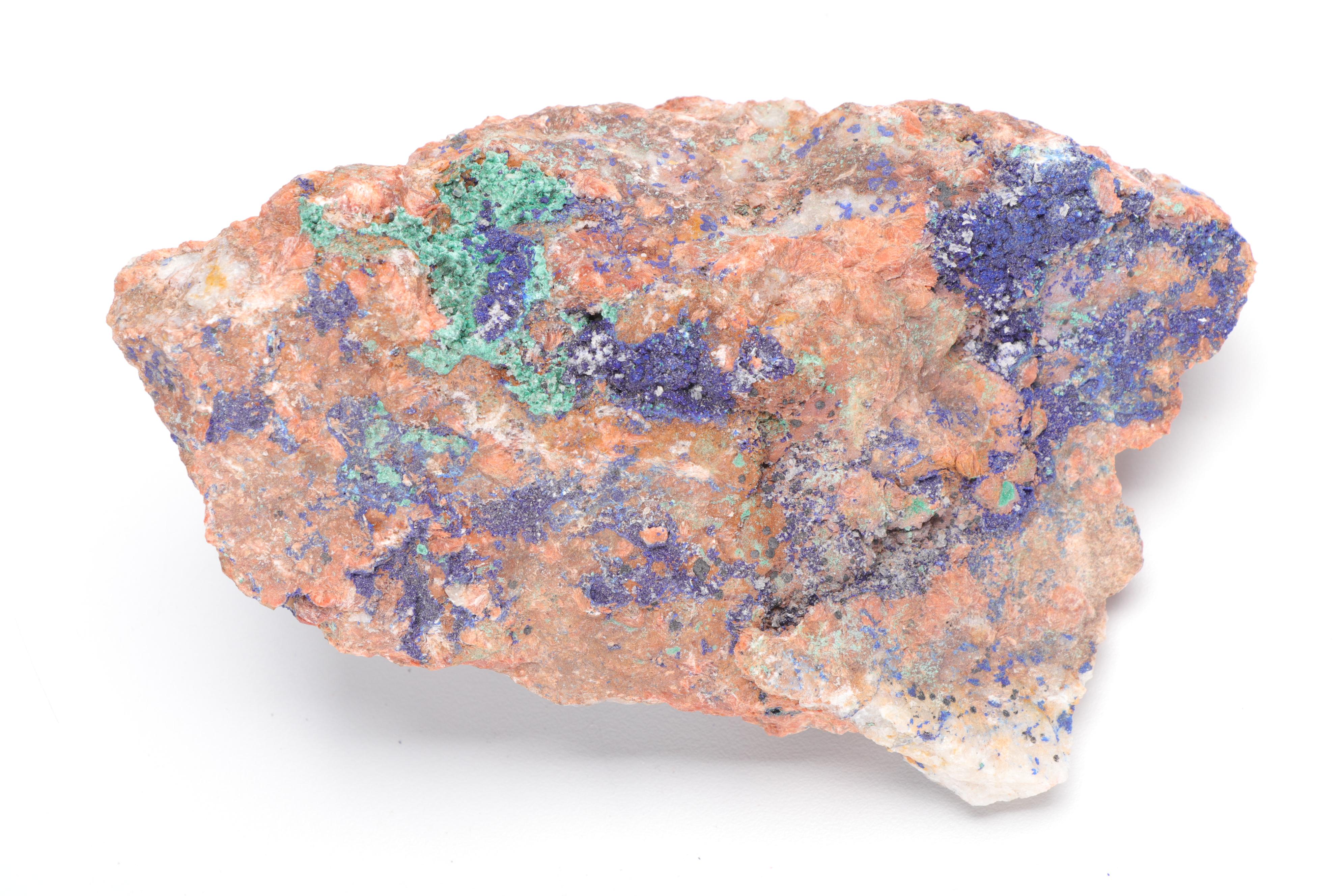 Rough Tourmalinated Quartz, Black Tourmaline, Azurite, and Muscovite Specimens