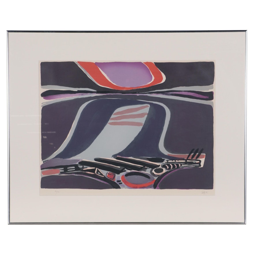 Pierre Celice Abstract Color Lithograph, Late 20th Century