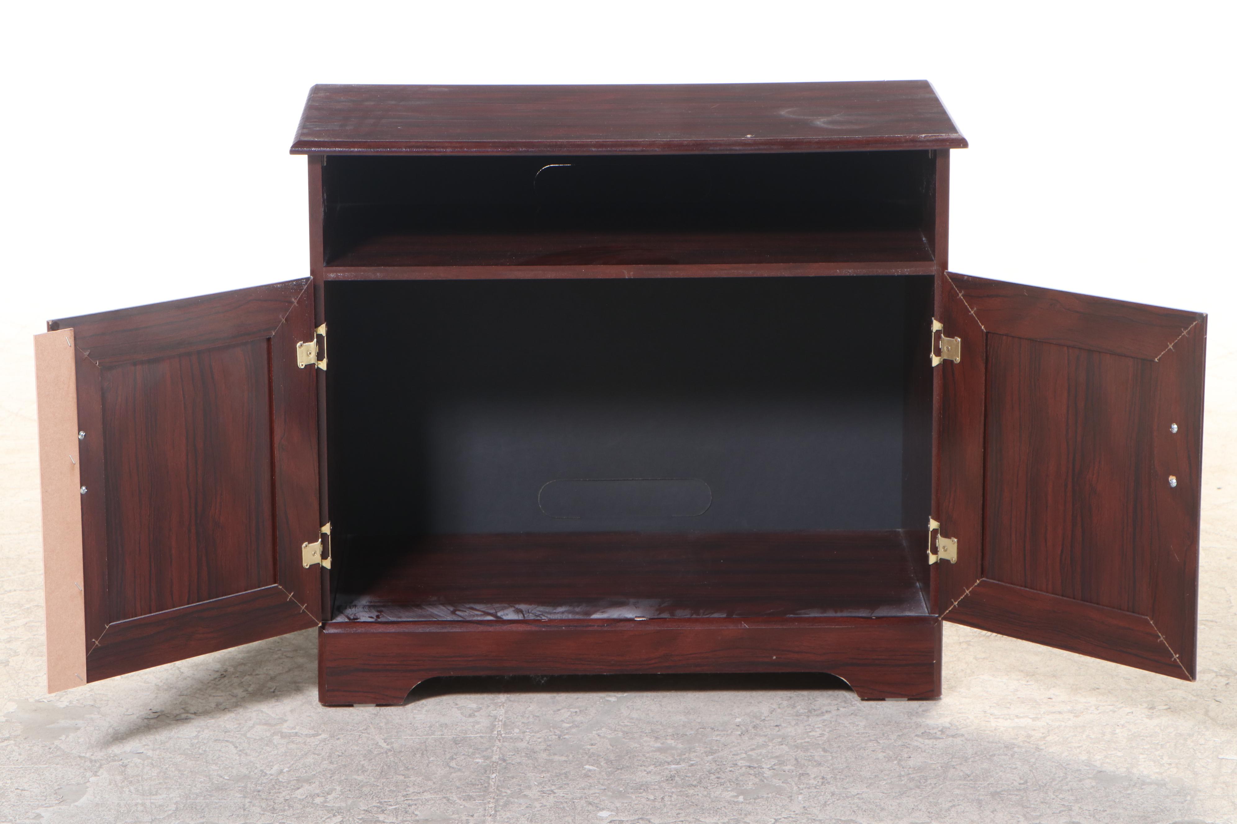 Rosewood-Grained Laminate TV Stand