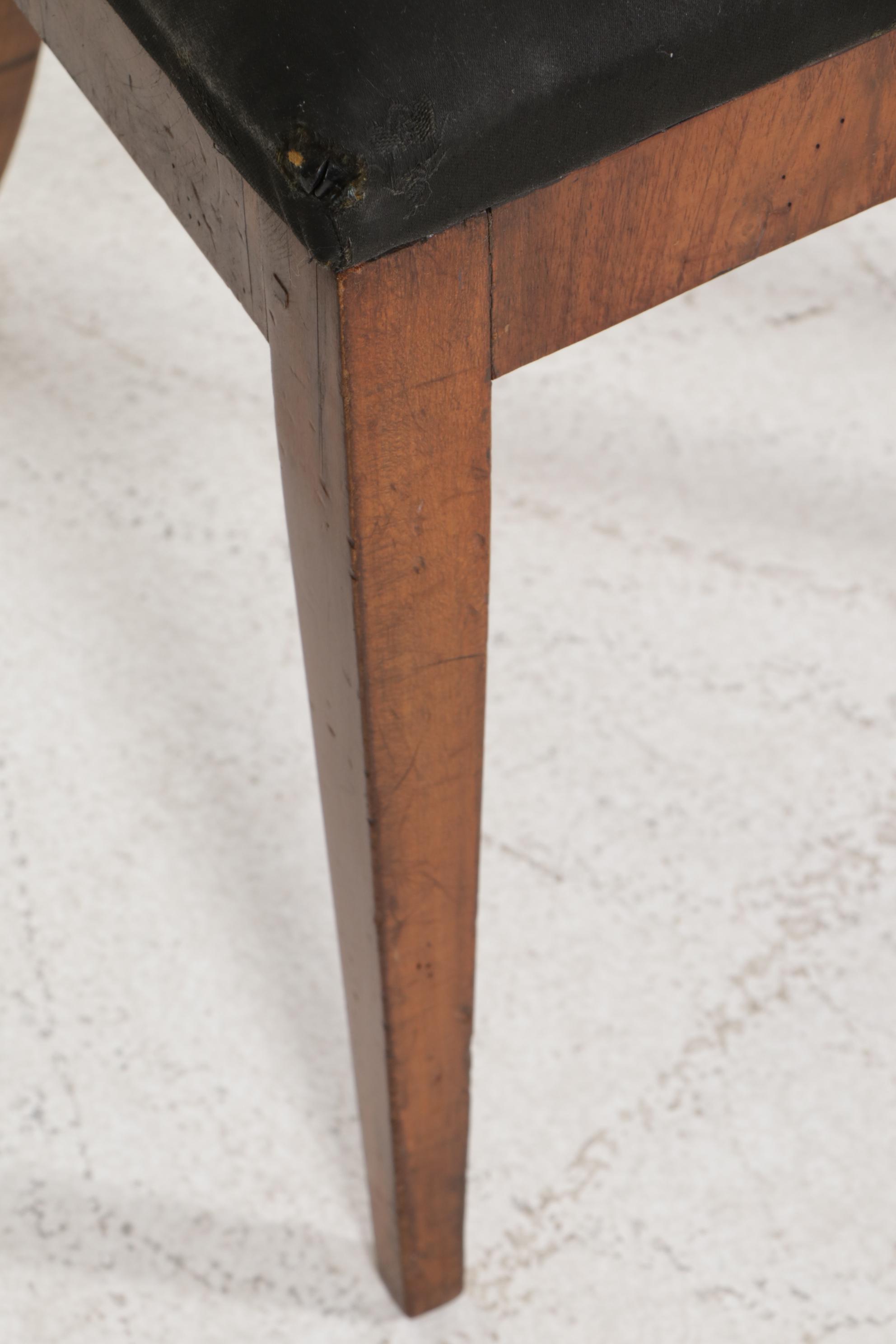 Pair of Biedermeier Fruitwood Scroll Back Side Chairs, 19th Century