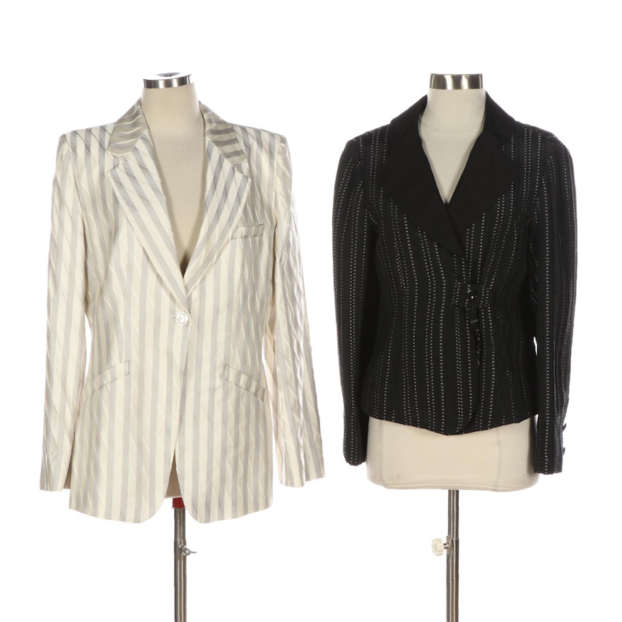 Armani Collezioni Blazer in Silk Stripe and Short Jacket