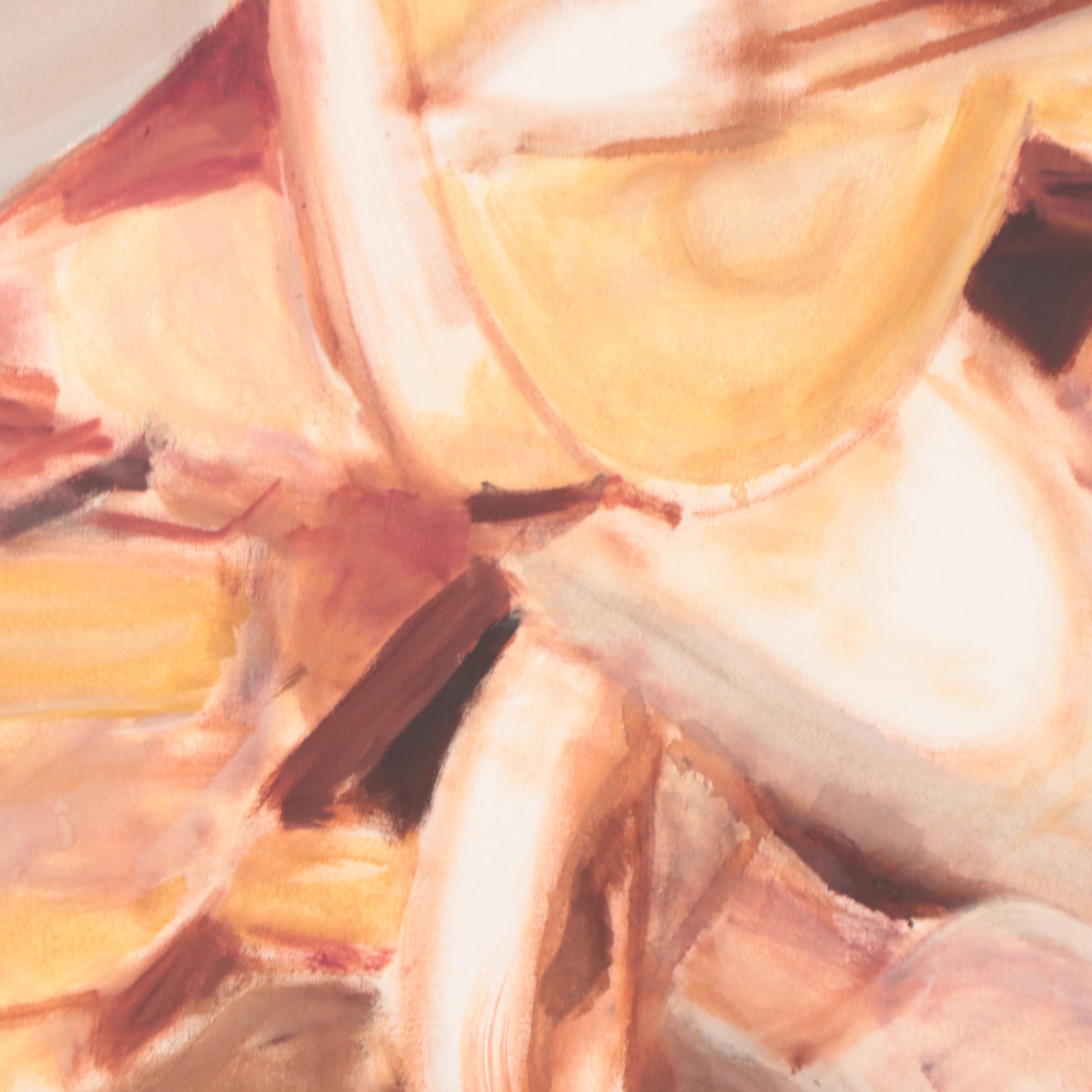 Oil Painting of Figure Playing Guitar, Mid-20th Century