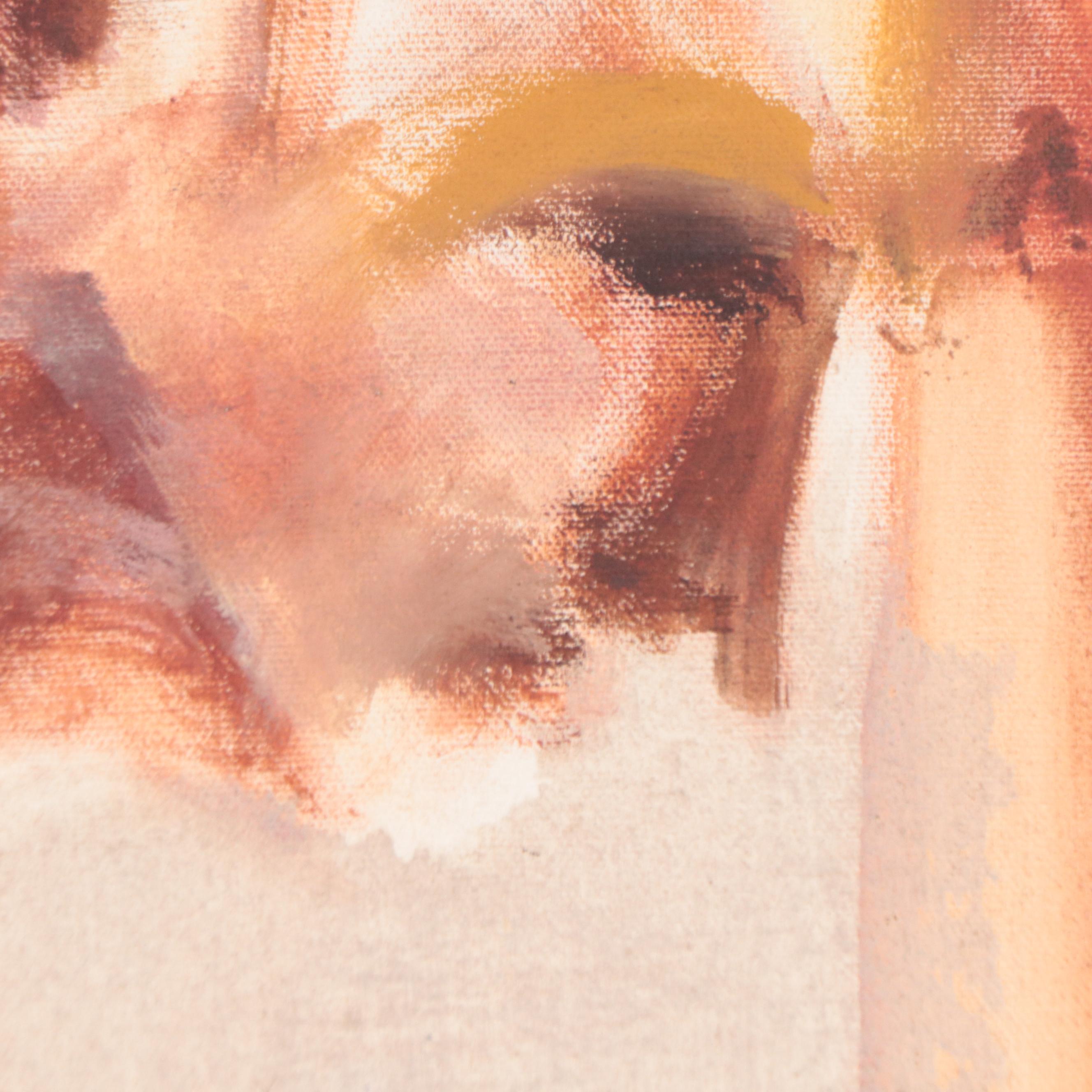 Oil Painting of Figure Playing Guitar, Mid-20th Century