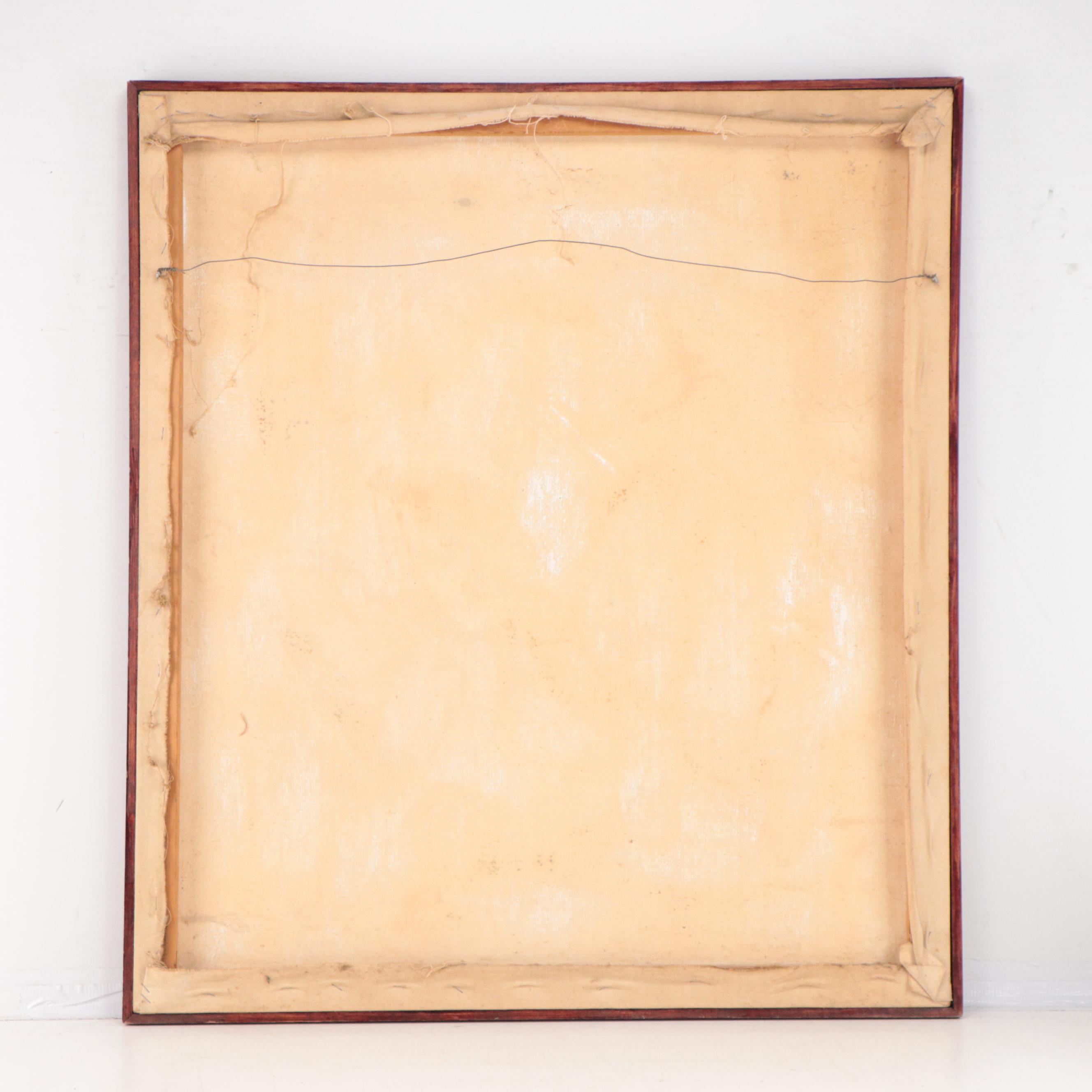 Oil Painting of Figure Playing Guitar, Mid-20th Century