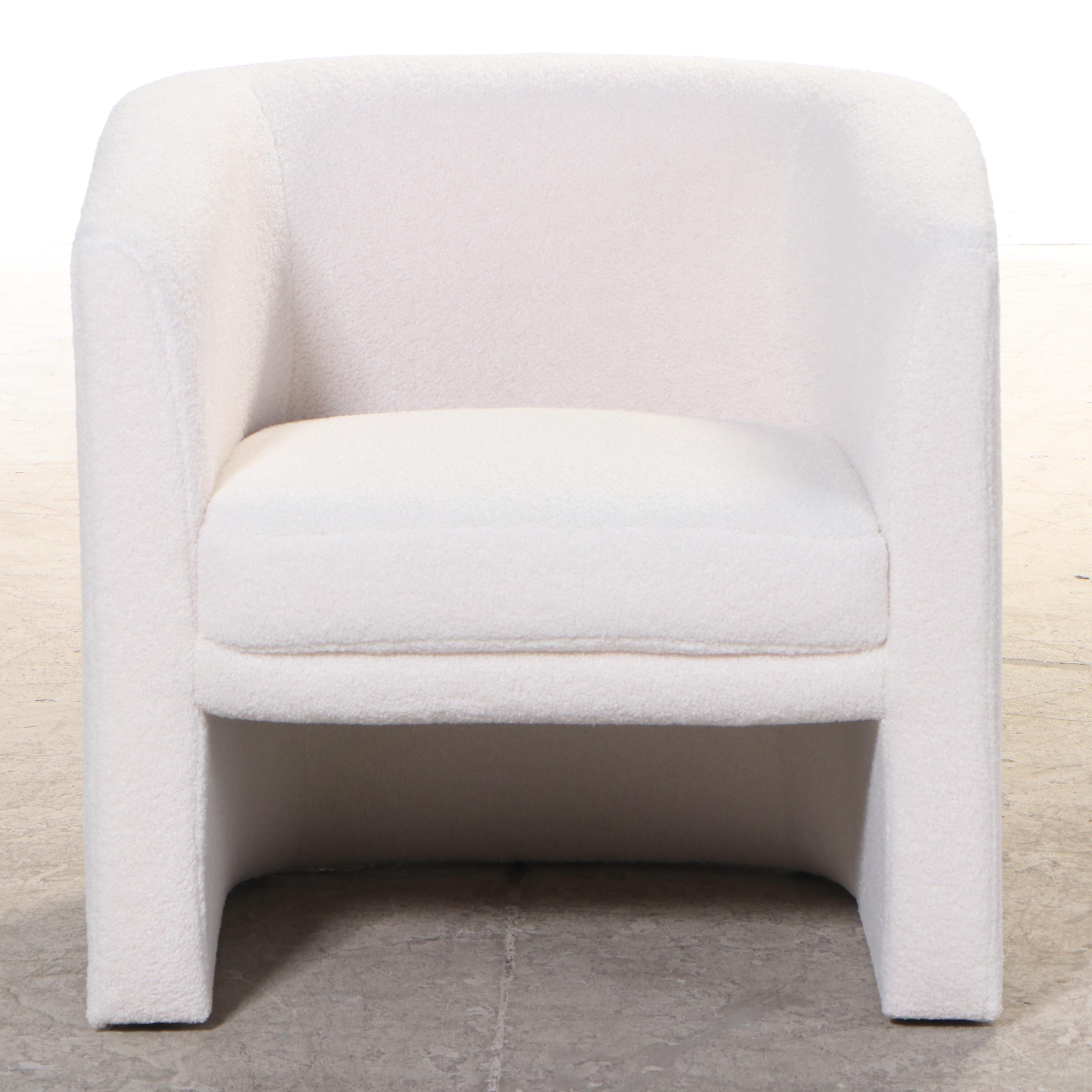 Studio McGee Threshold "Vernon" Upholstered Barrel Accent Chair in Cream Sherpa