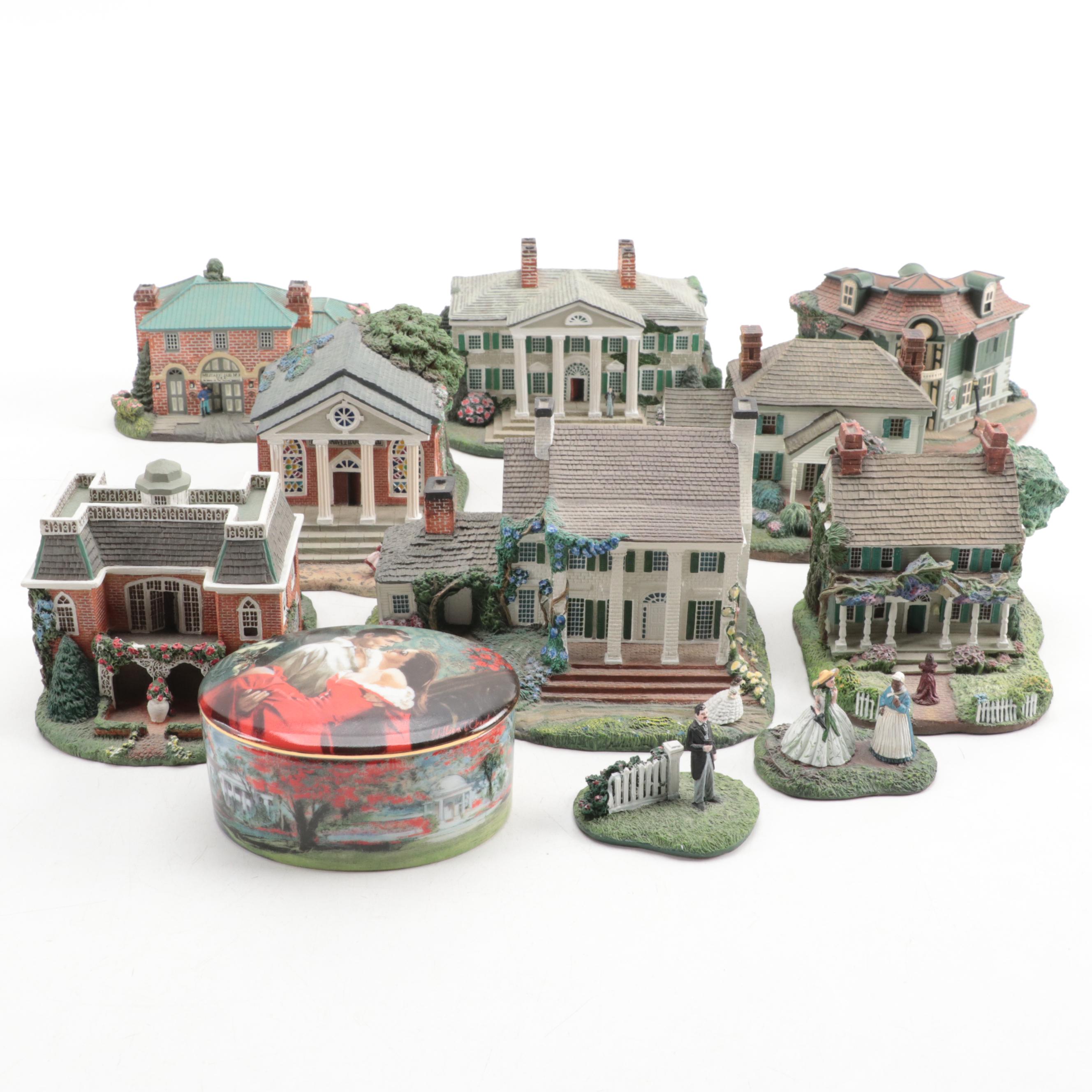 Hawthorne Ceramic Miniatures and W.S. George Gone with the Wind Music Box, 1990s