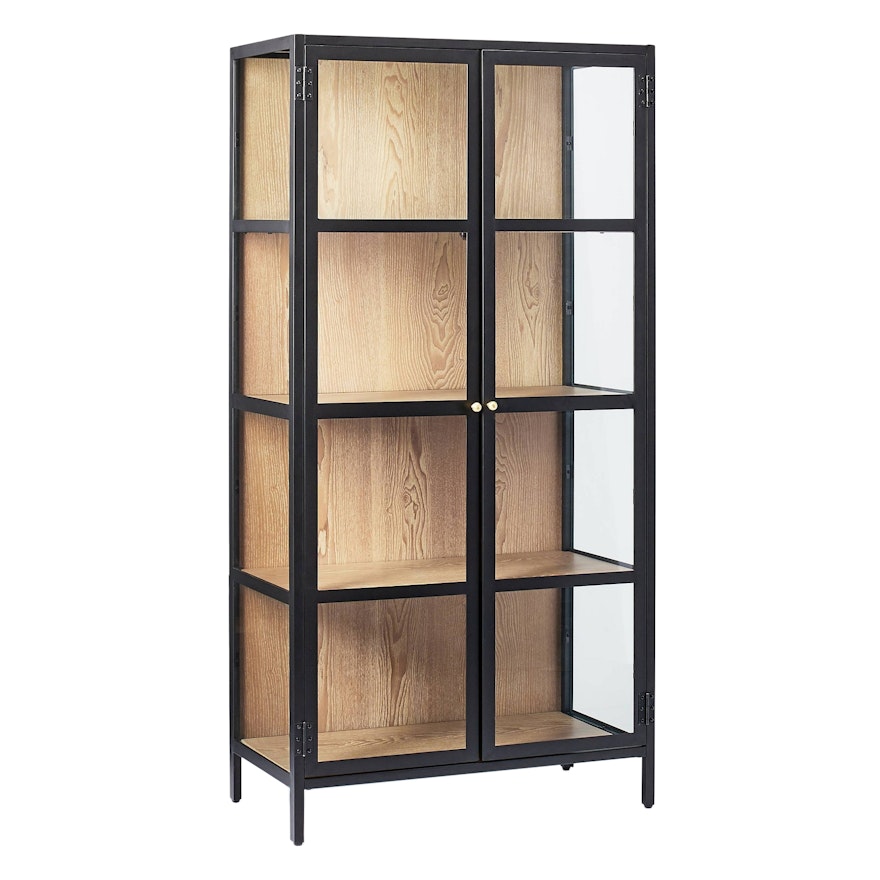 Studio McGee Threshold Crystal Cove Glass Cabinet in Black