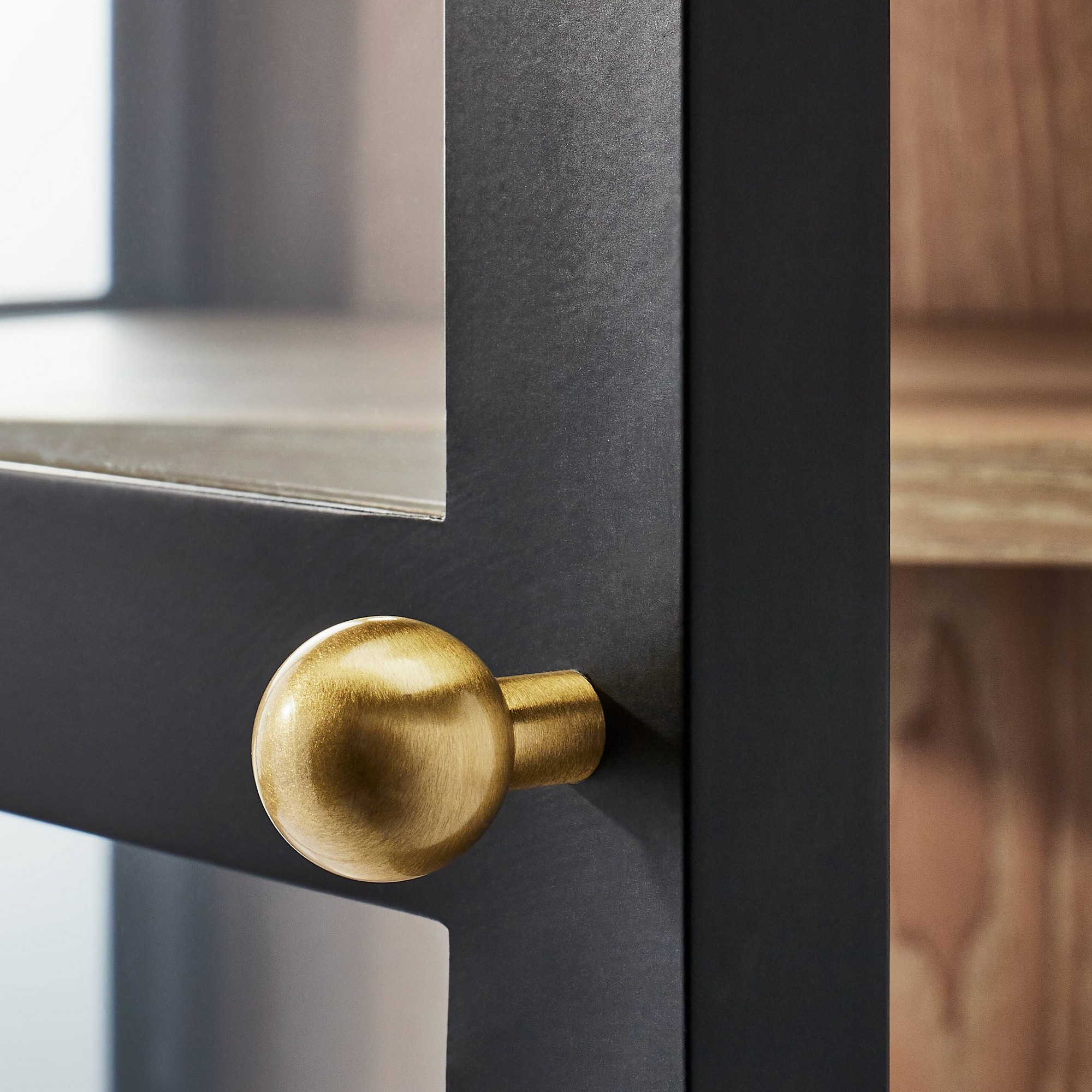 Studio McGee Threshold Crystal Cove Glass Cabinet in Black