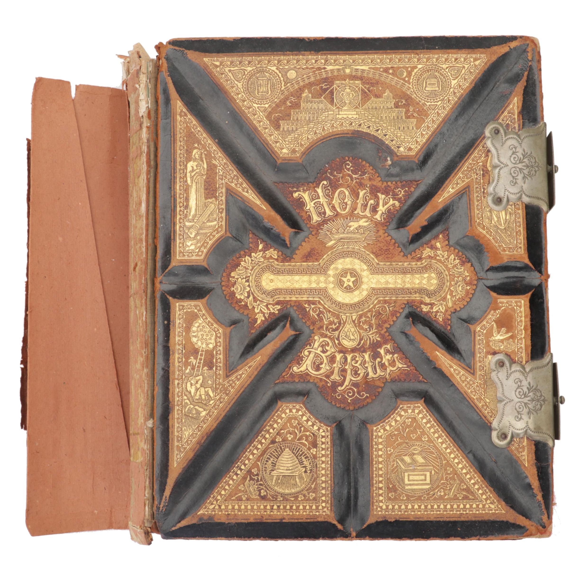 Embossed Leather Bound Holy Bible Self-Pronouncing Edition,1895
