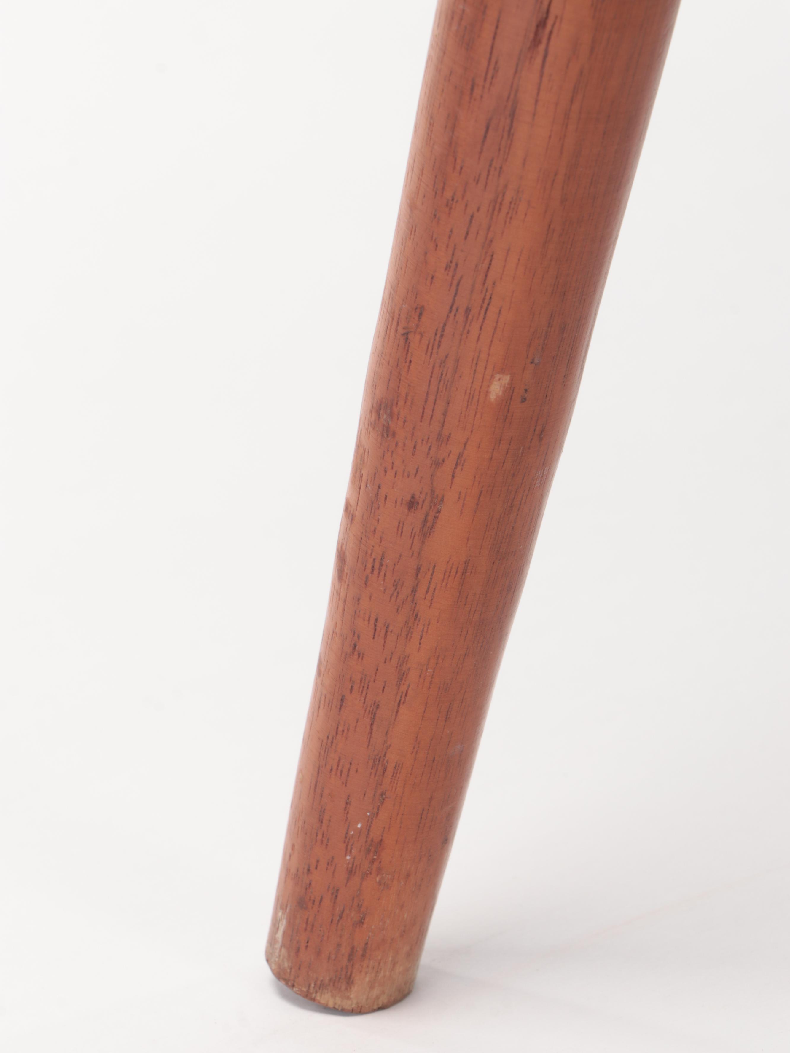 Vermillion Walnut Bowl with Tapered Tripod Stand, Mid-20th Century