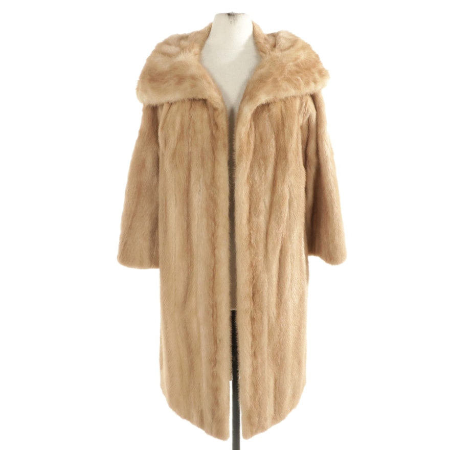 Blonde Mink Fur Coat with Spread Collar