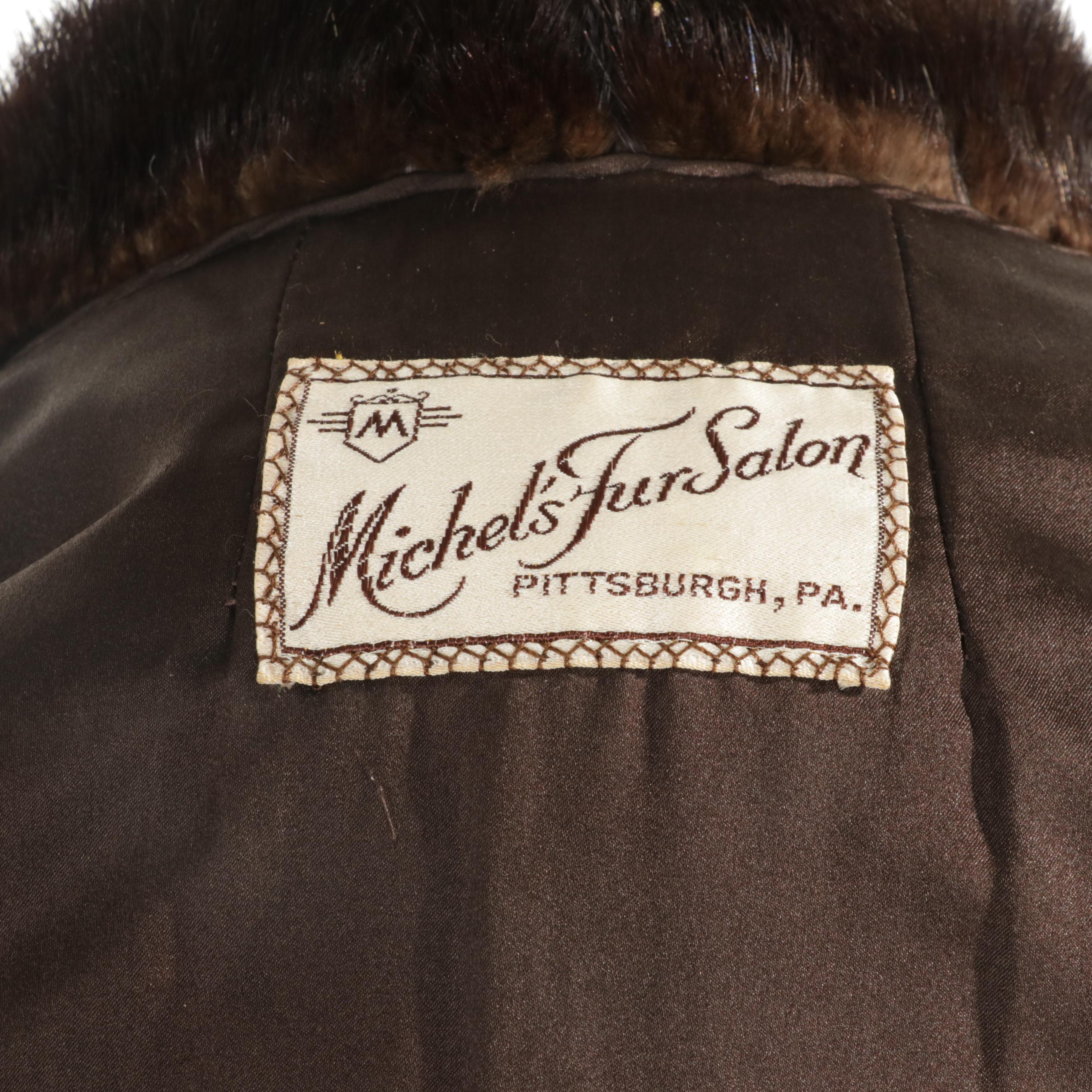 Mahogany Brown Mink Fur Coat, Mid to Late 20th Century