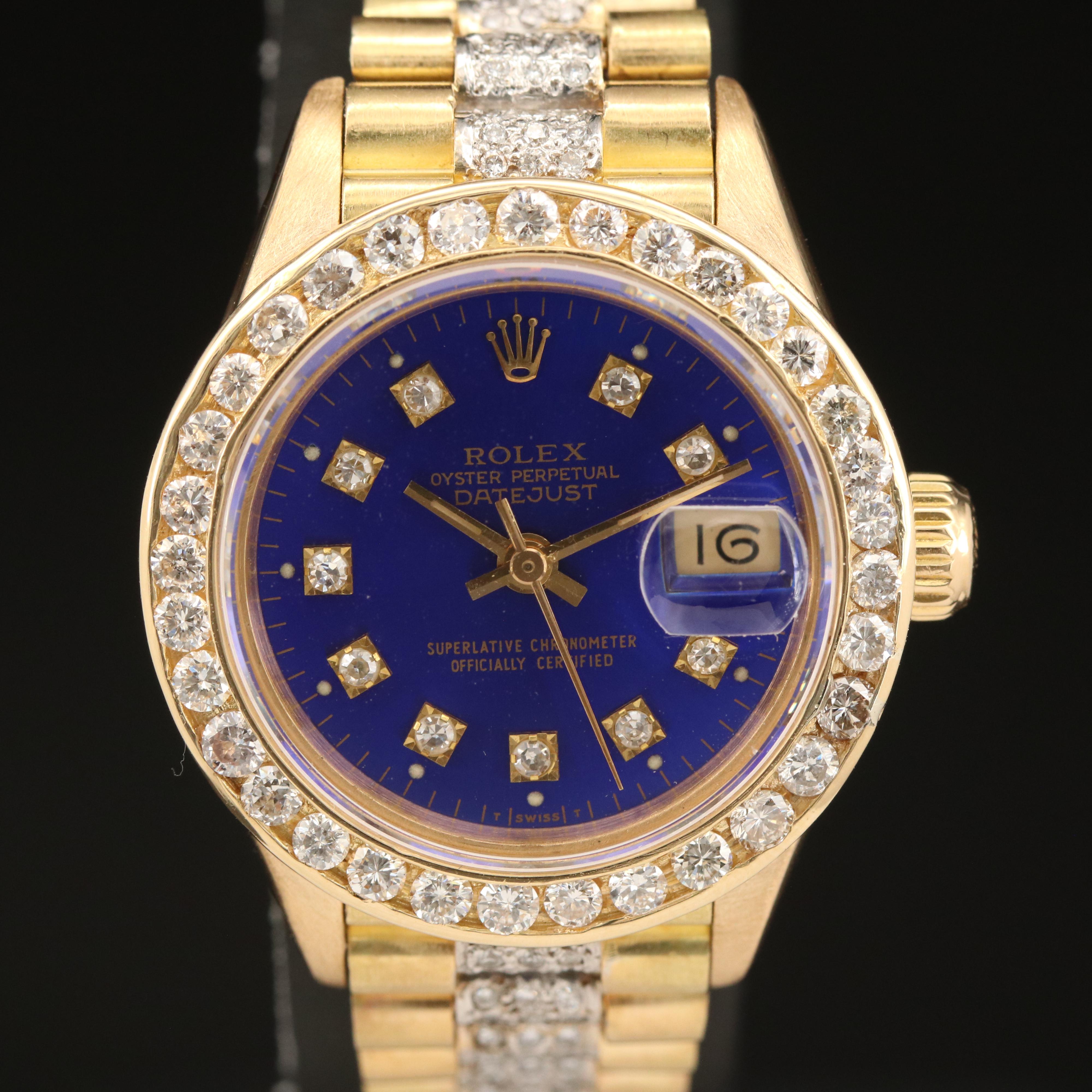 1991 Rolex Datejust 18K 3.00 CTW Diamond Watch