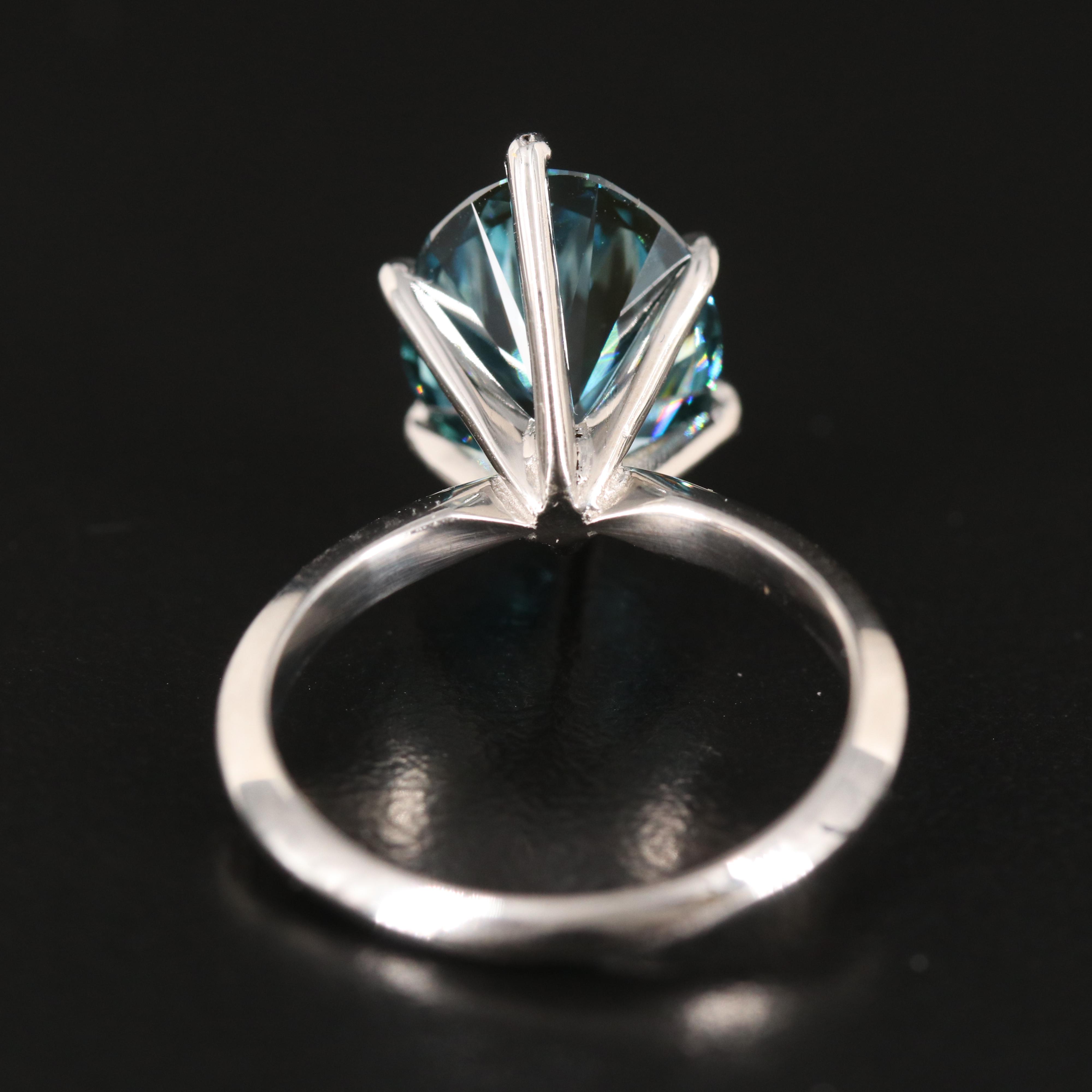 14K 3.94 CT Fancy Blue Diamond Knife Edge Solitaire Ring