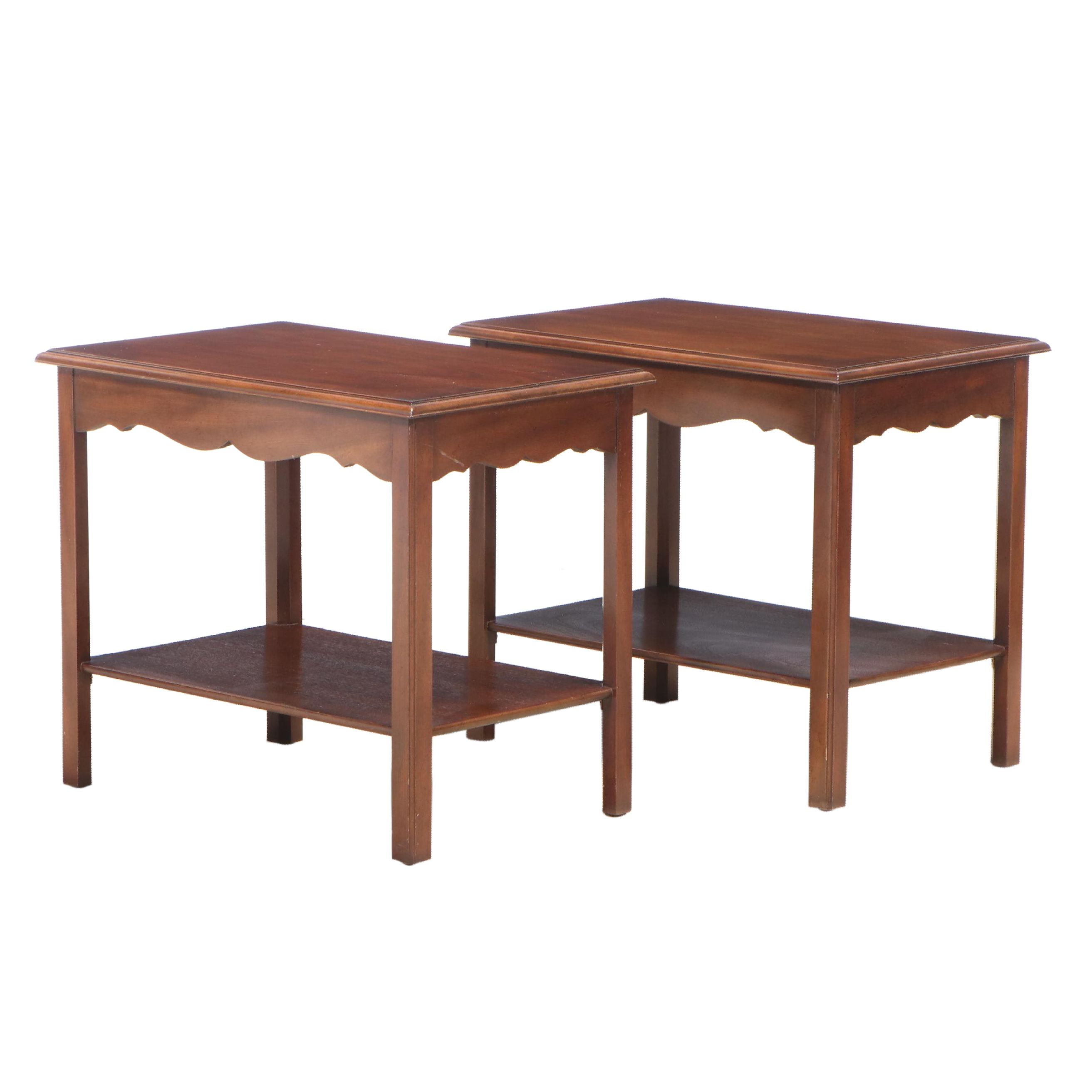 Pair of Kittinger "Charterhouse" Mahogany Two-Tier Side Tables, Mid-20th Century