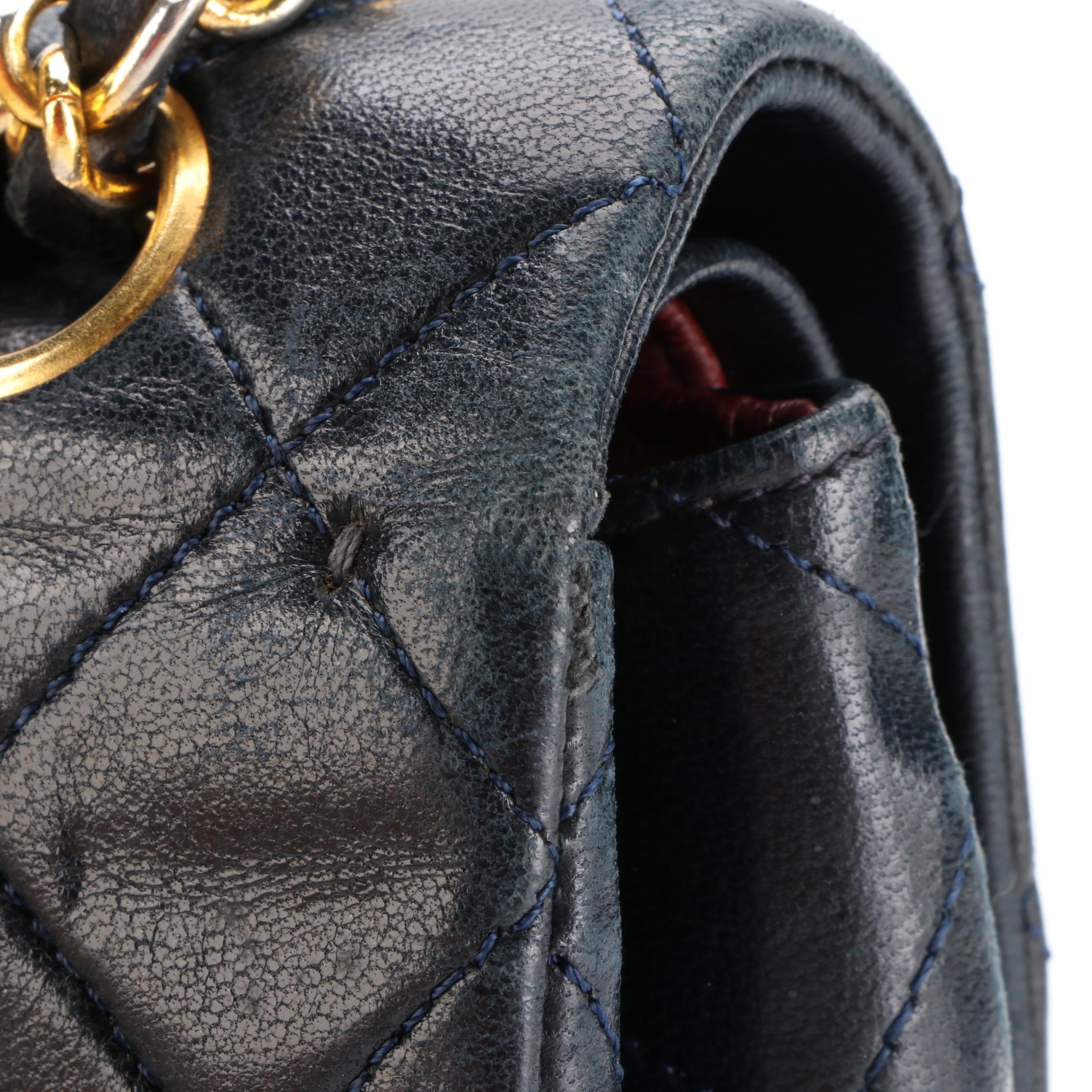 Chanel Vintage Small Classic Double Flap Bag in Quilted Lambskin with Box