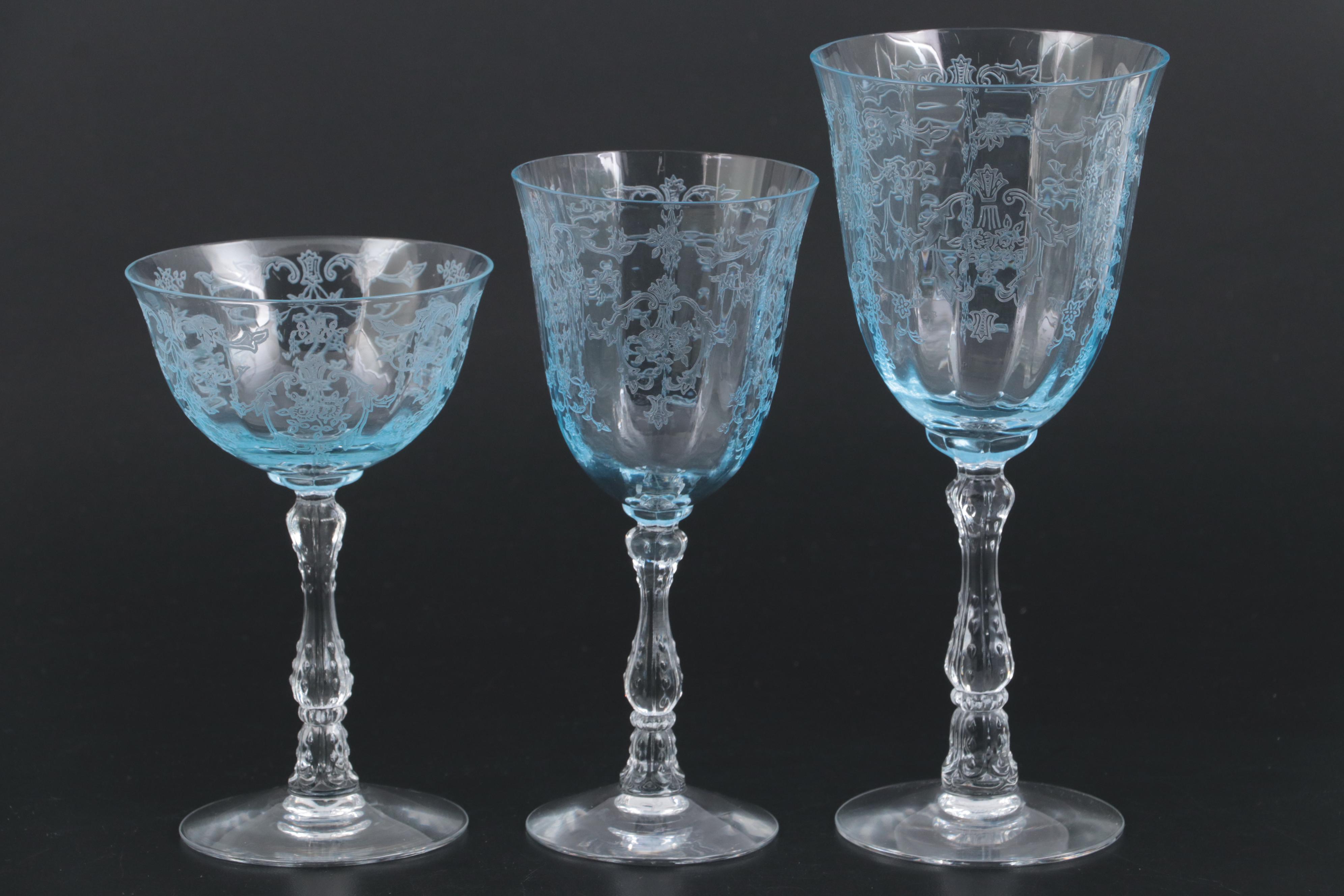Fostoria "Navarre Blue" Glass Stemware, 1973-1982
