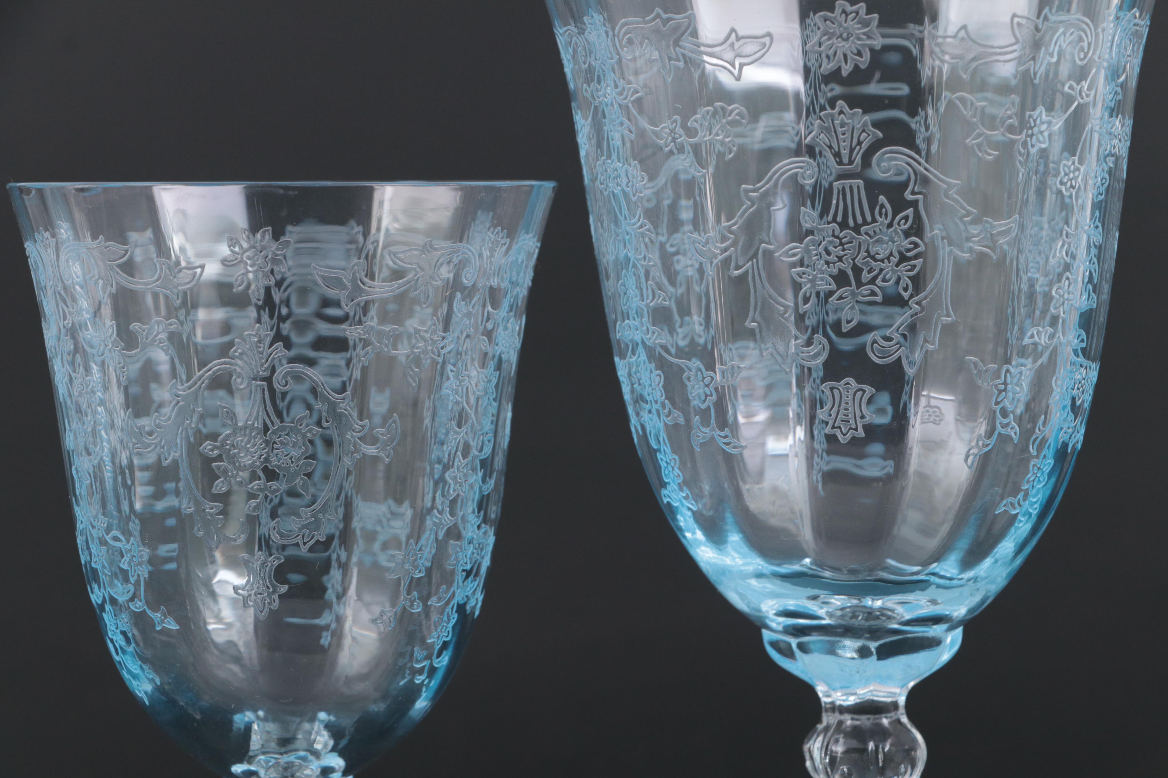 Fostoria "Navarre Blue" Glass Stemware, 1973-1982