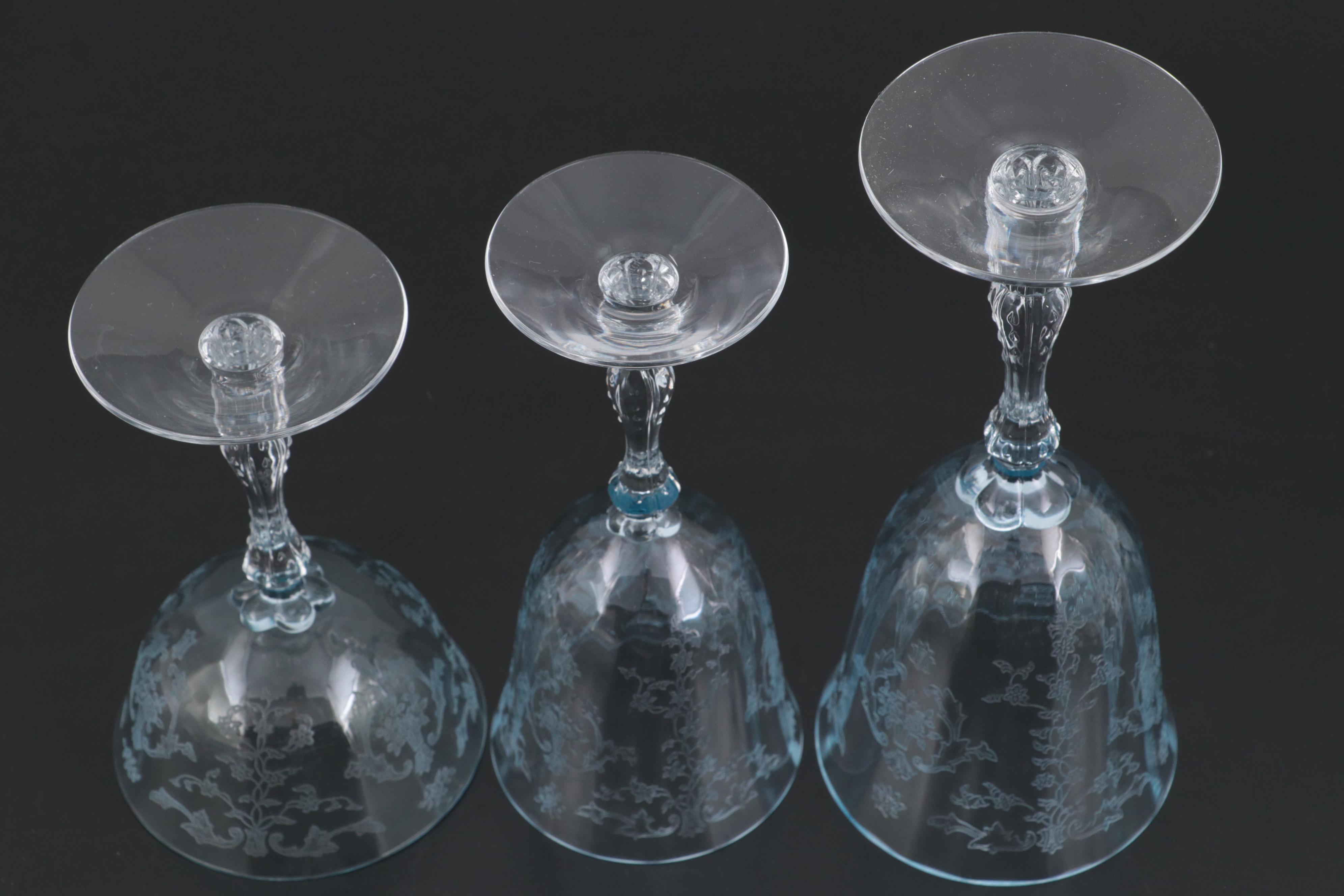 Fostoria "Navarre Blue" Glass Stemware, 1973-1982