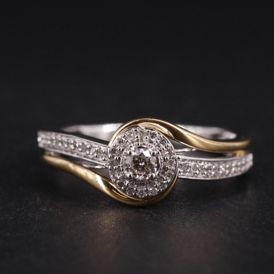 Sterling Diamond Spiral Ring