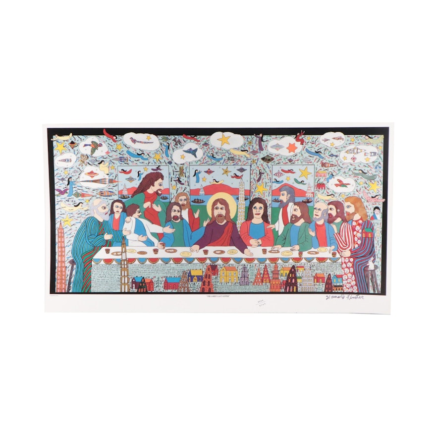 Howard Finster Offset Lithograph "The Lord's Last Supper"