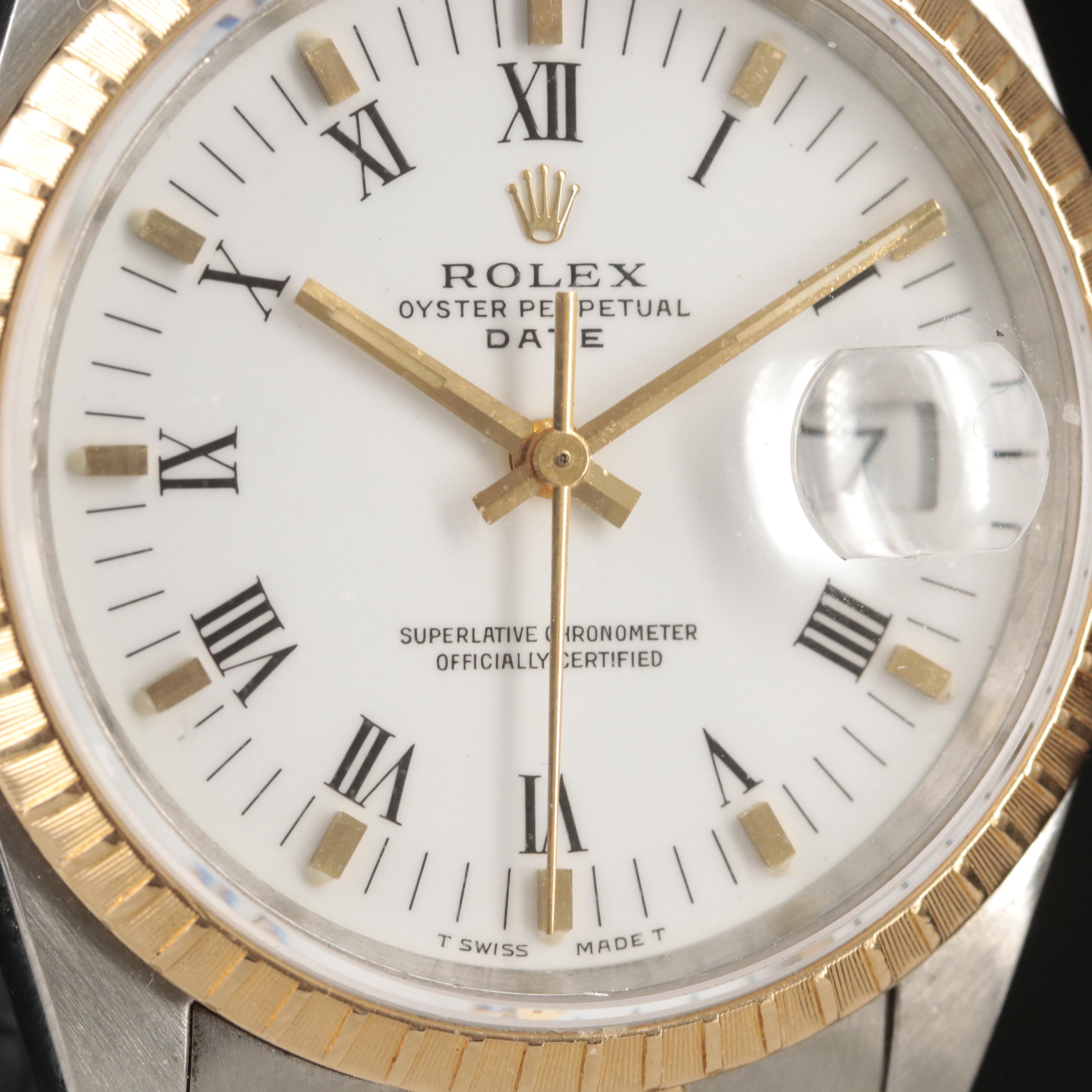 1990 Rolex Oyster Perpetual Date 18K and Stainless Steel Watch