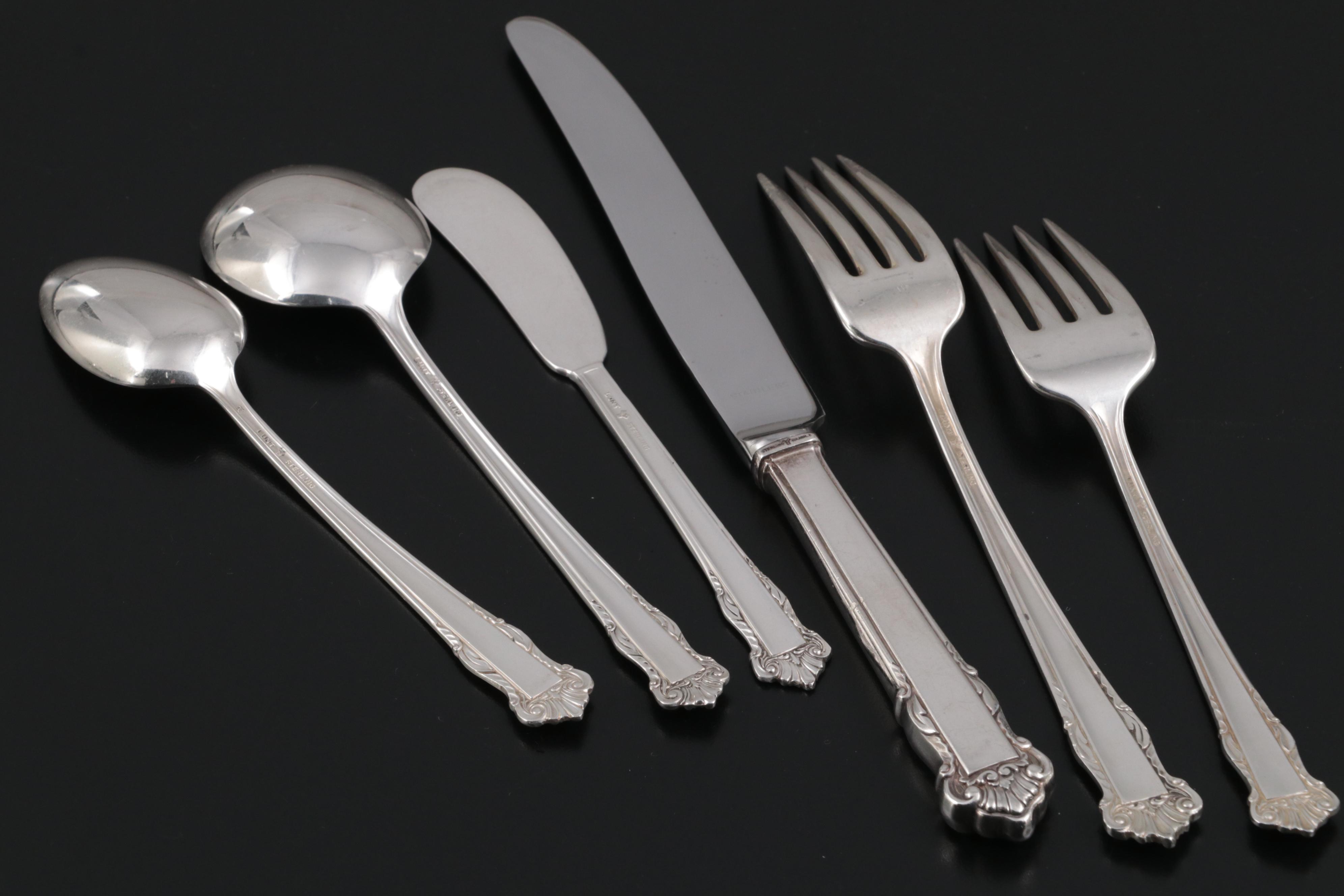 Lunt "English Shell" Sterling Silver Flatware with Storage Chest