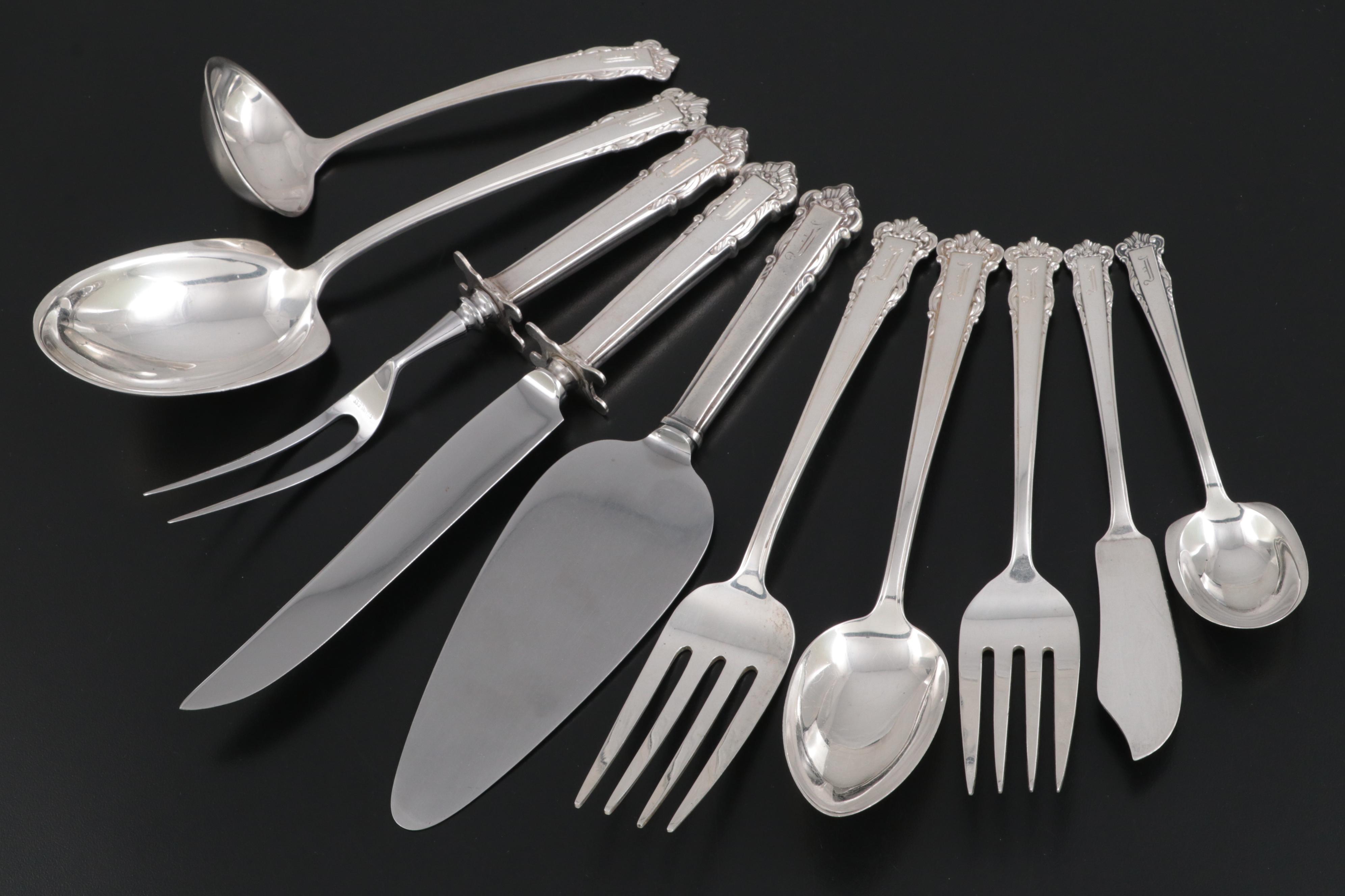 Lunt "English Shell" Sterling Silver Flatware with Storage Chest