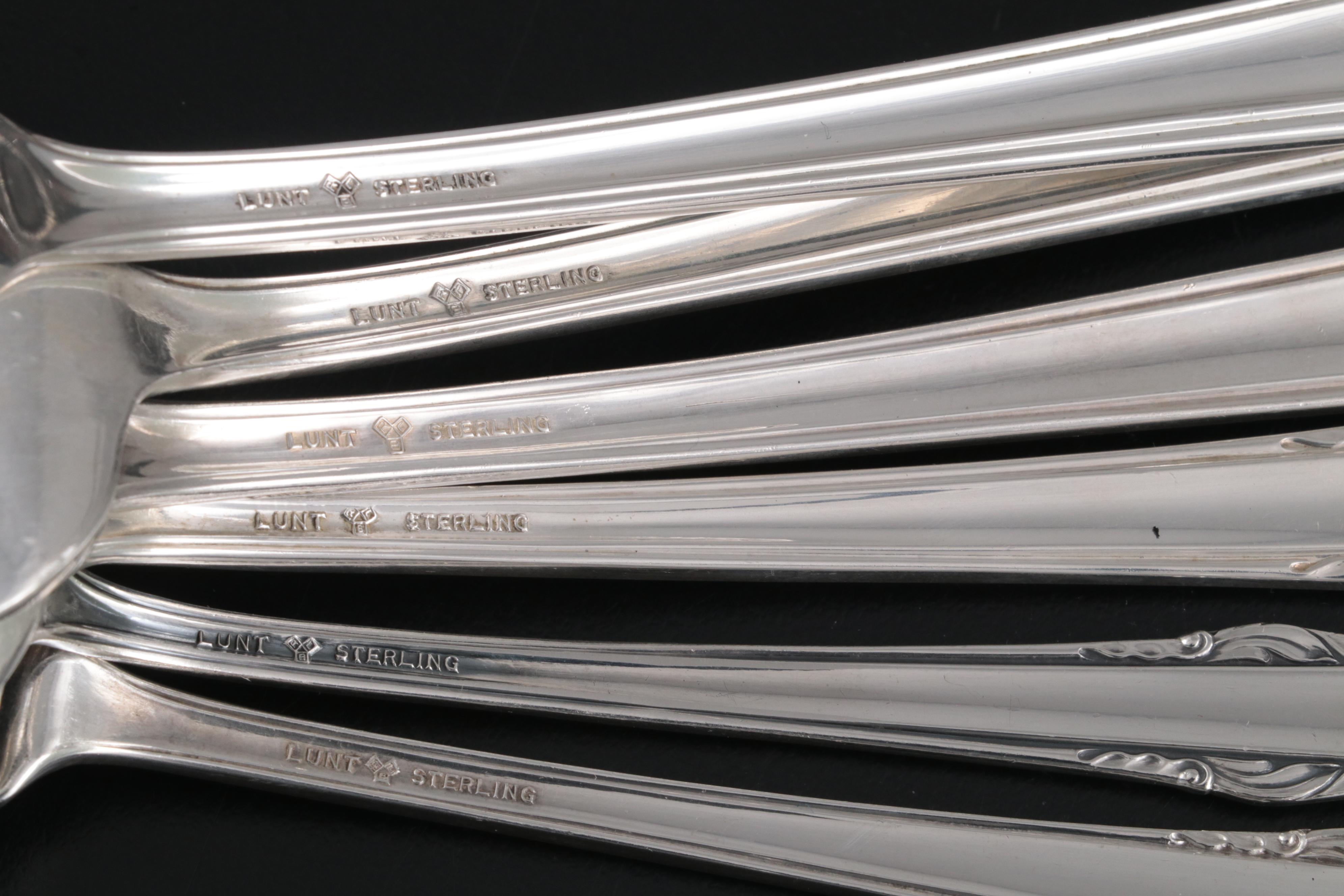 Lunt "English Shell" Sterling Silver Flatware with Storage Chest