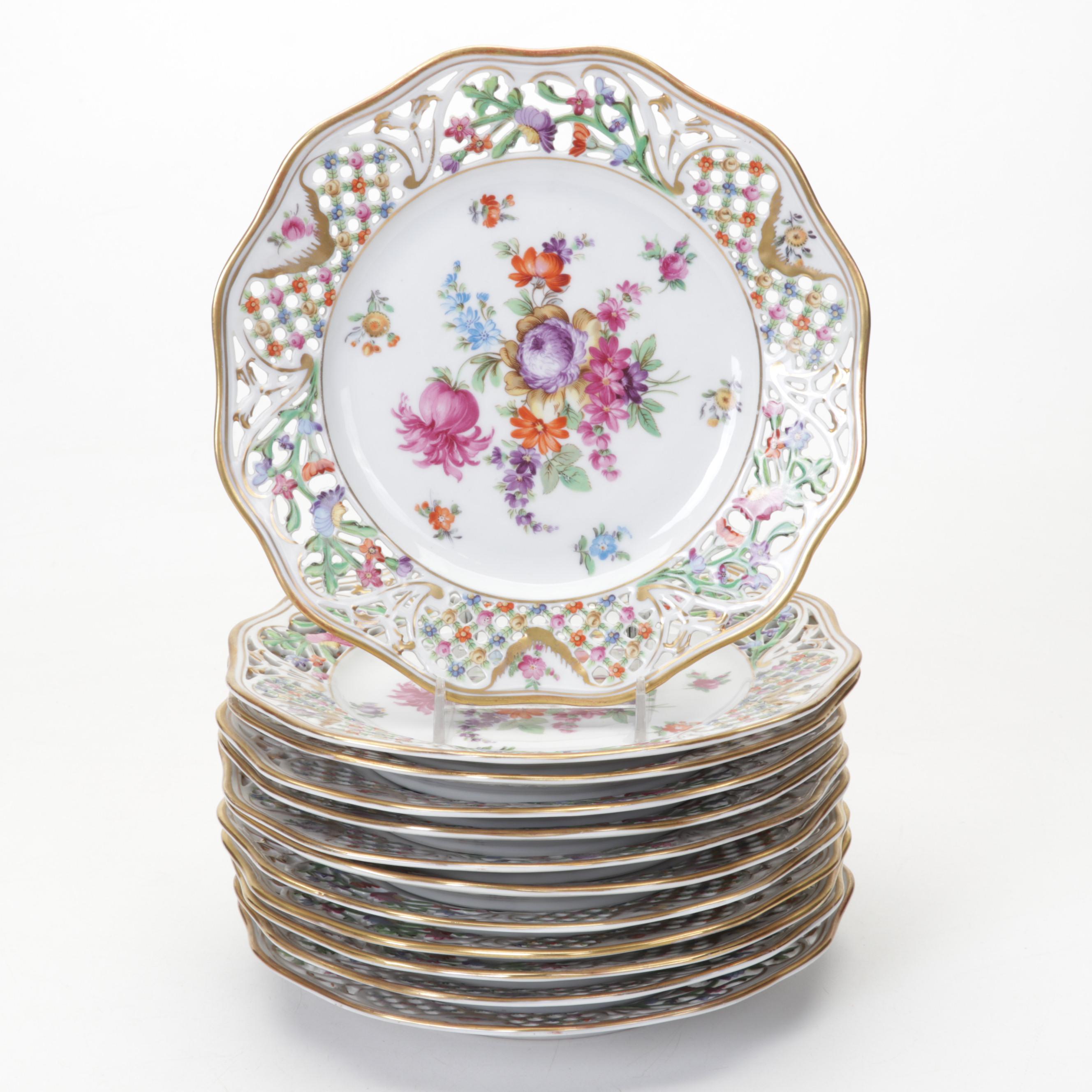 Schumann-Bavaria "Chateau Dresden-Royal Dresner Art" Pierced Porcelain Plates