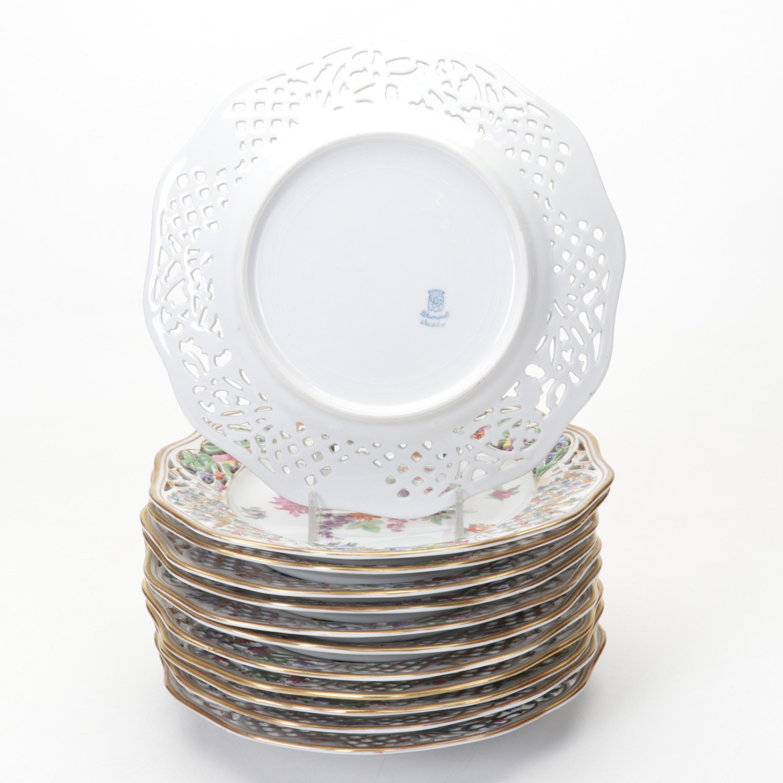 Schumann-Bavaria "Chateau Dresden-Royal Dresner Art" Pierced Porcelain Plates