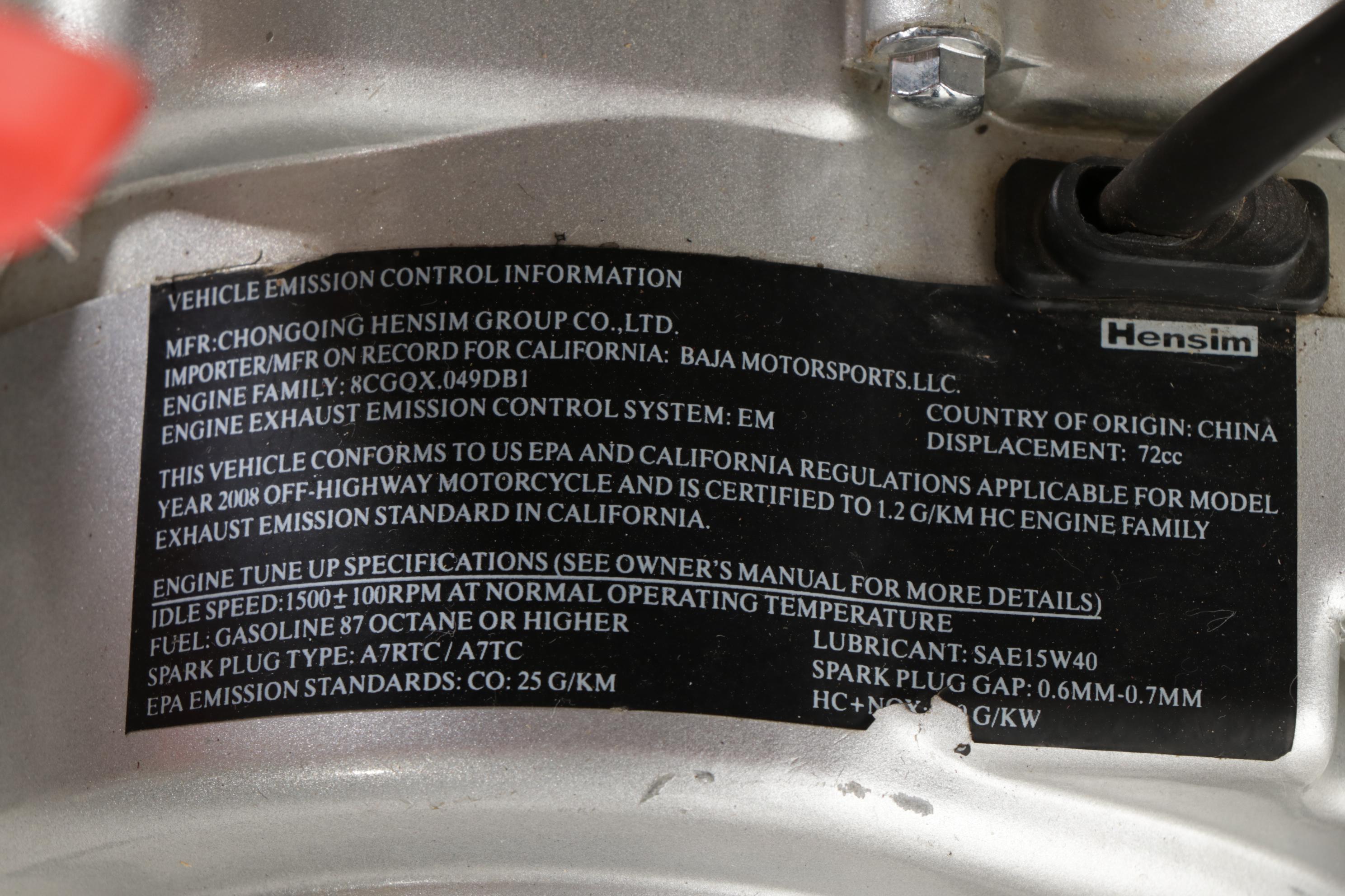 Baja Motorsports Dirt Runner 70cc Motorbike With Fuel Helmet