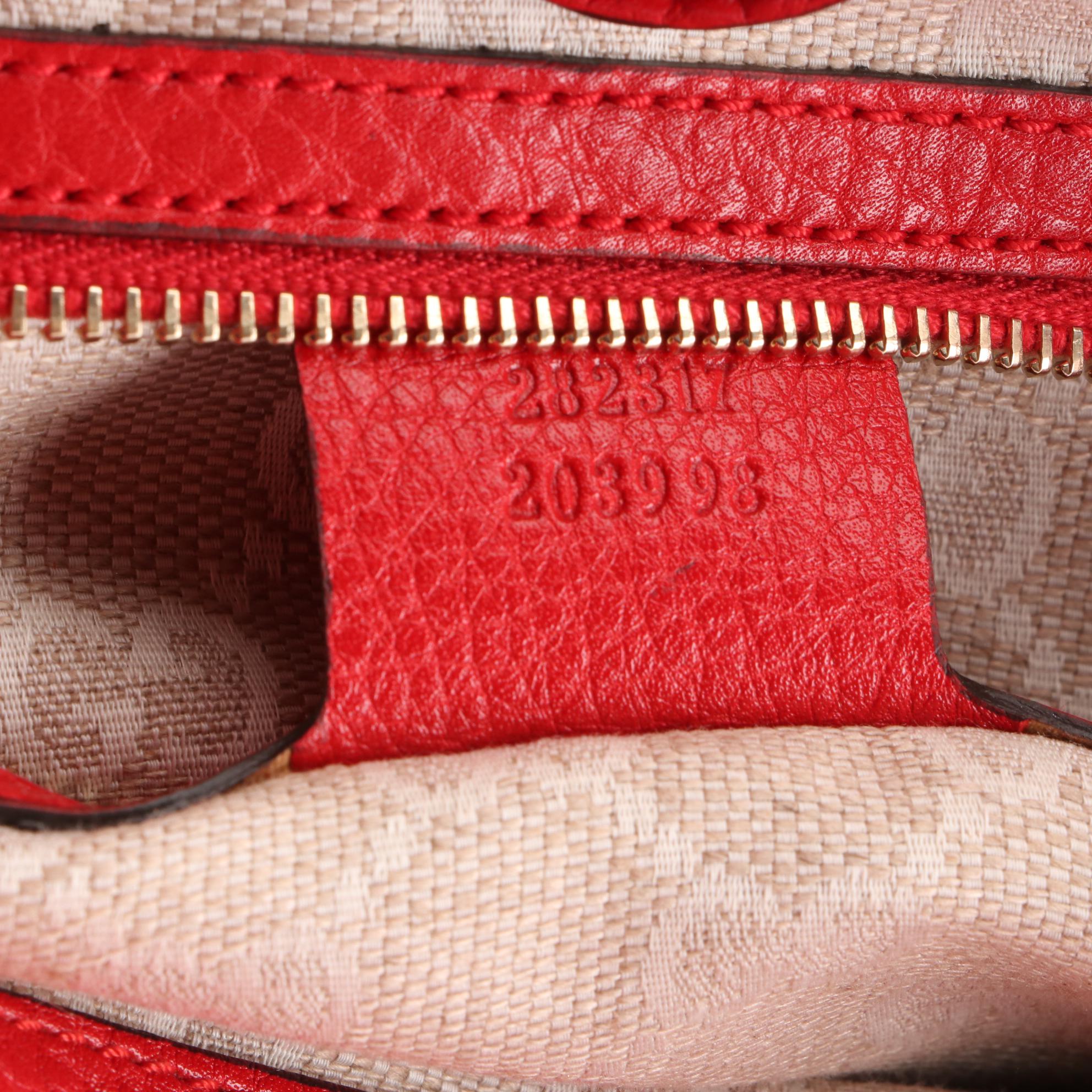 Gucci Medium Bamboo Shopper Tote in Red Calfskin Leather