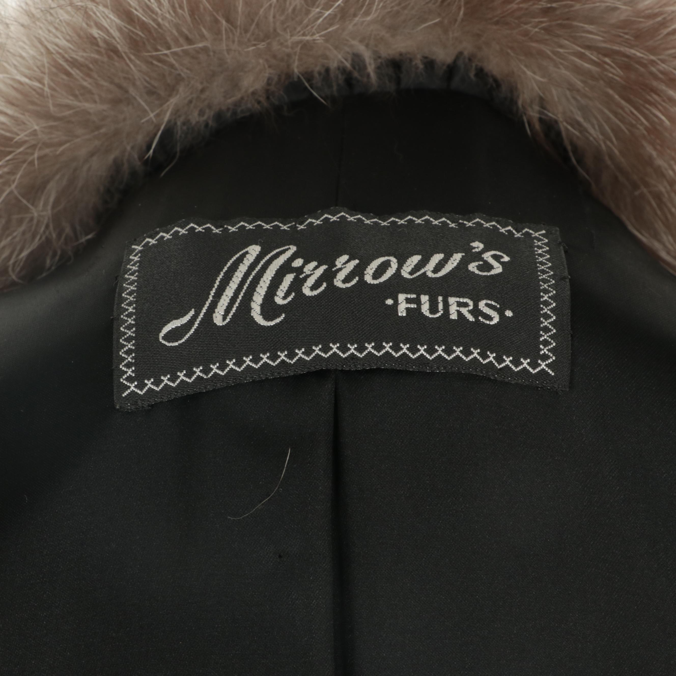 Mink Fur Full-Length Coat with Platinum Fox Fur Trim