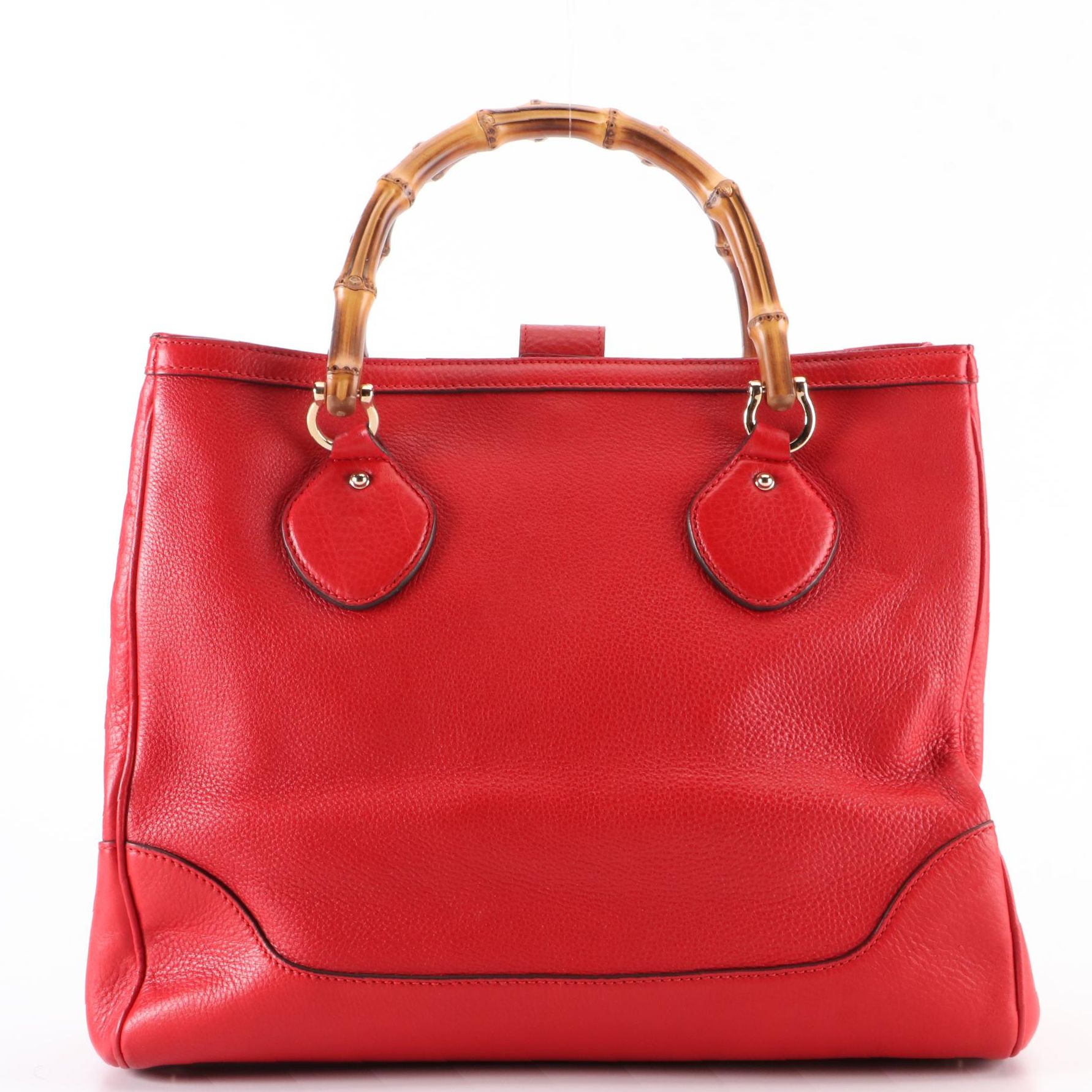 Gucci Medium Bamboo Shopper Tote in Red Calfskin Leather