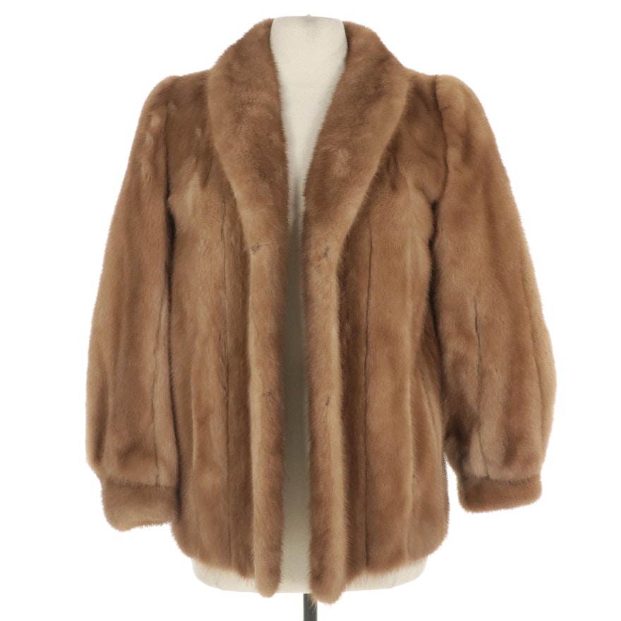 Pastel Mink Fur Jacket with Banded Cuffs