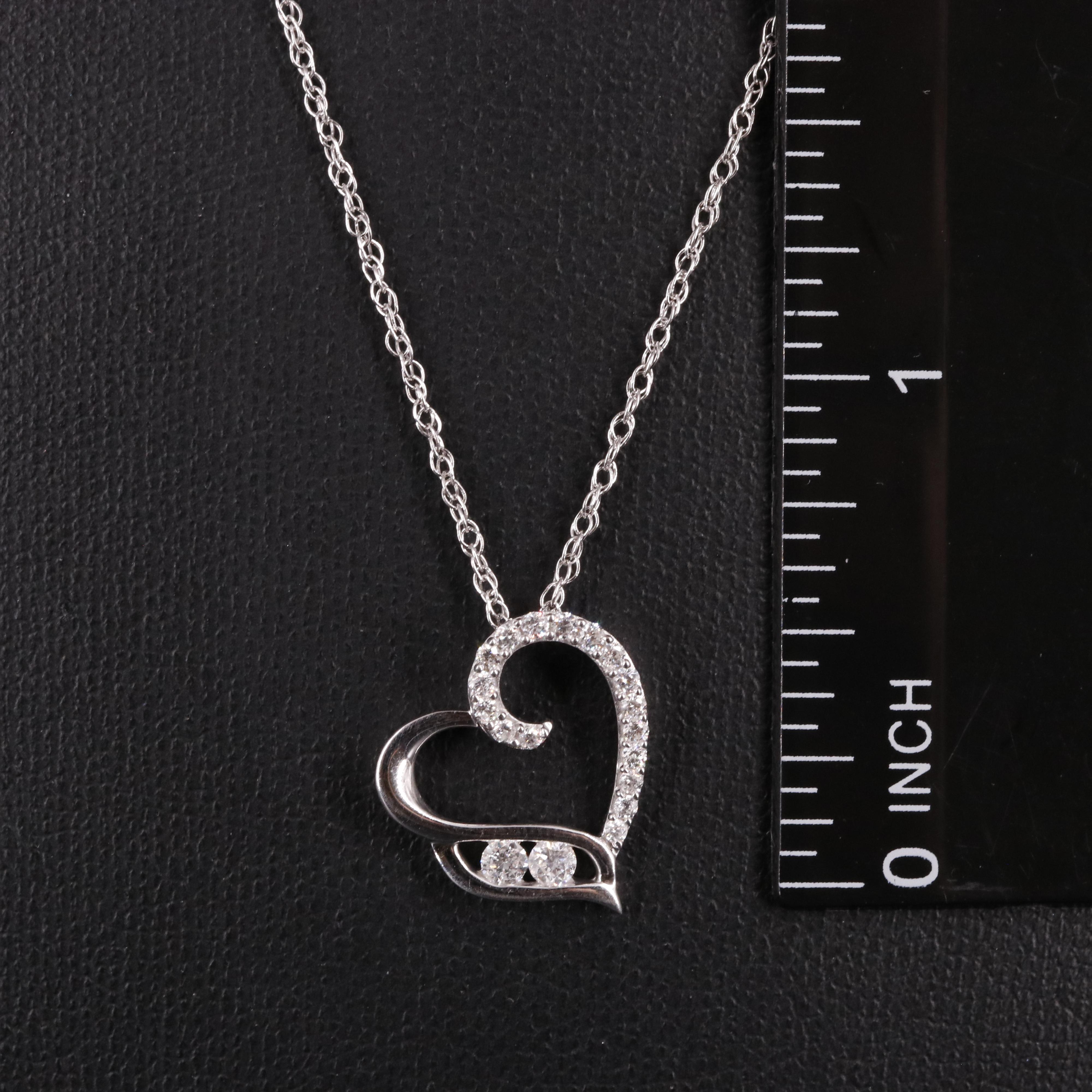 Sterling Diamond Heart Chain Necklace