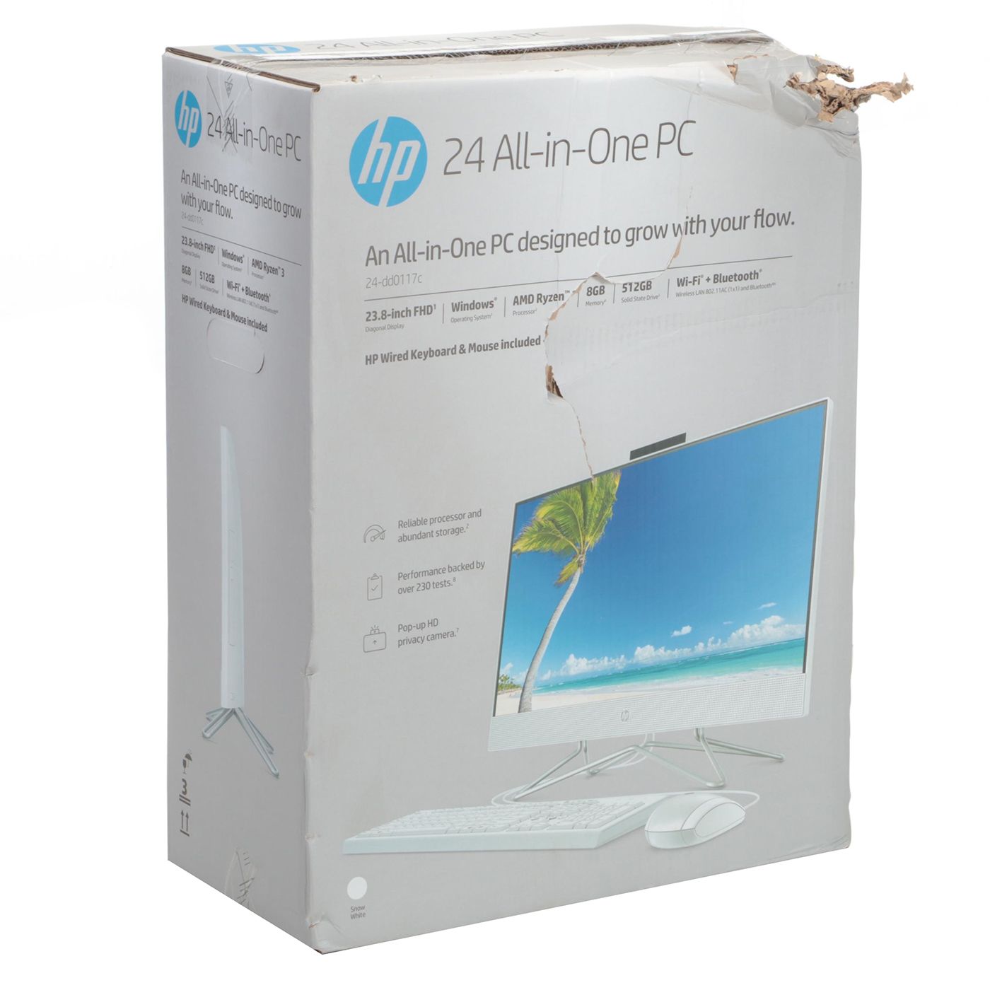 HP 24" All-in-One 512GB Windows PC Computer with Wired Keyboard and Mouse