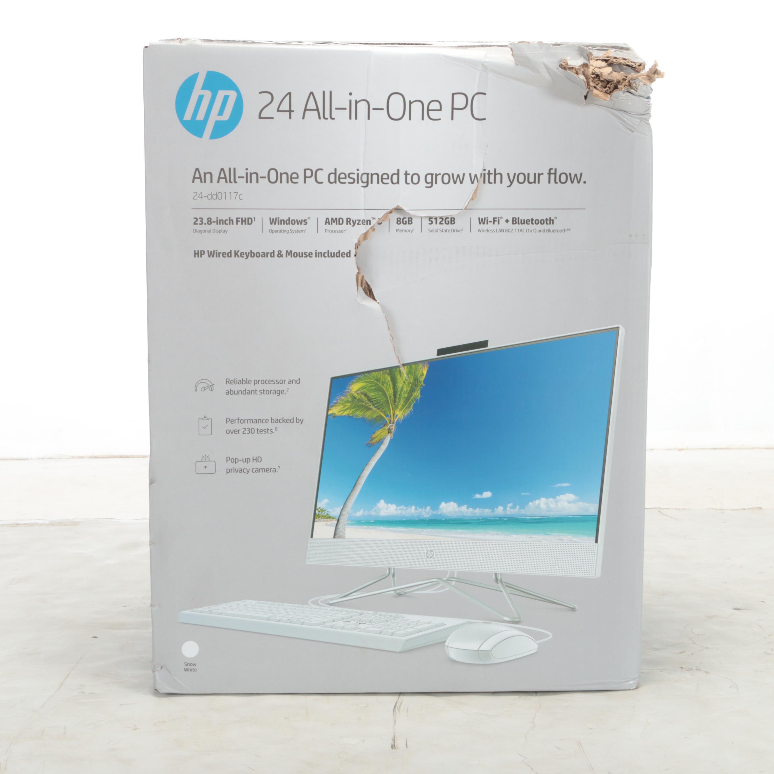 HP 24" All-in-One 512GB Windows PC Computer with Wired Keyboard and Mouse