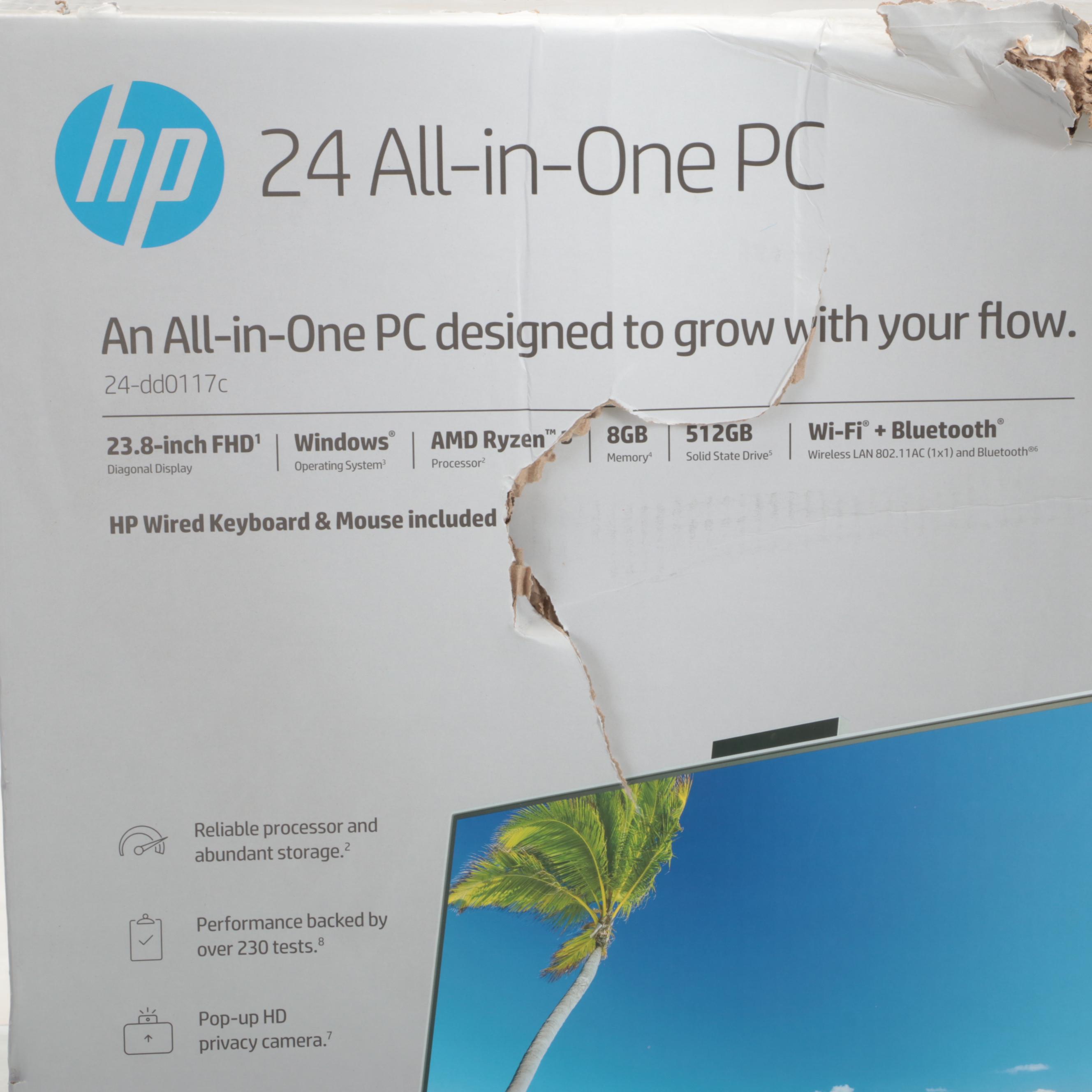 HP 24" All-in-One 512GB Windows PC Computer with Wired Keyboard and Mouse