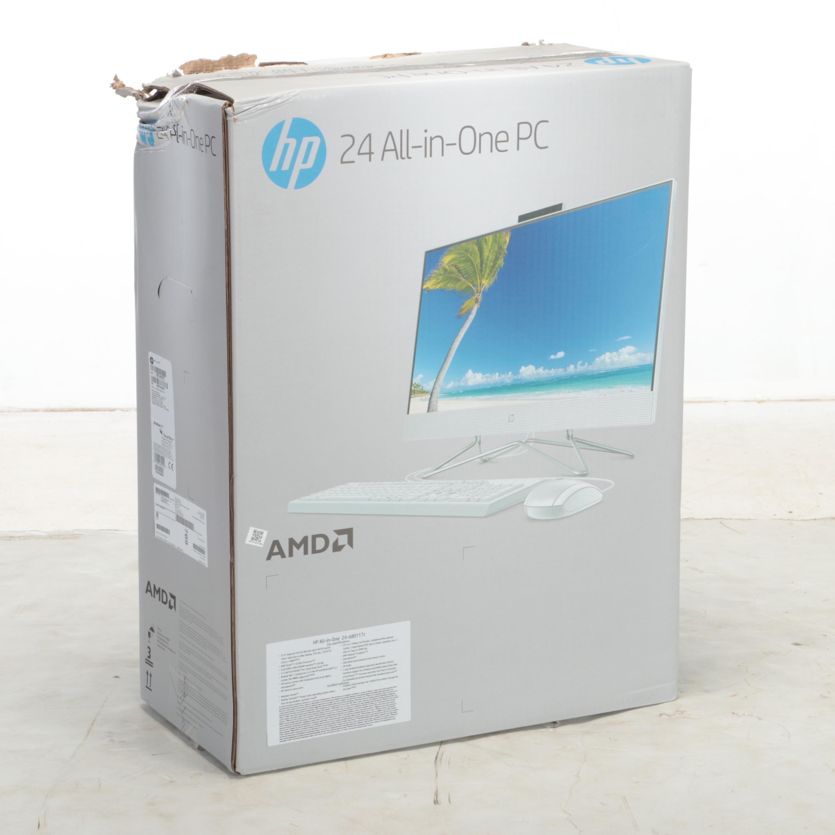 HP 24" All-in-One 512GB Windows PC Computer with Wired Keyboard and Mouse