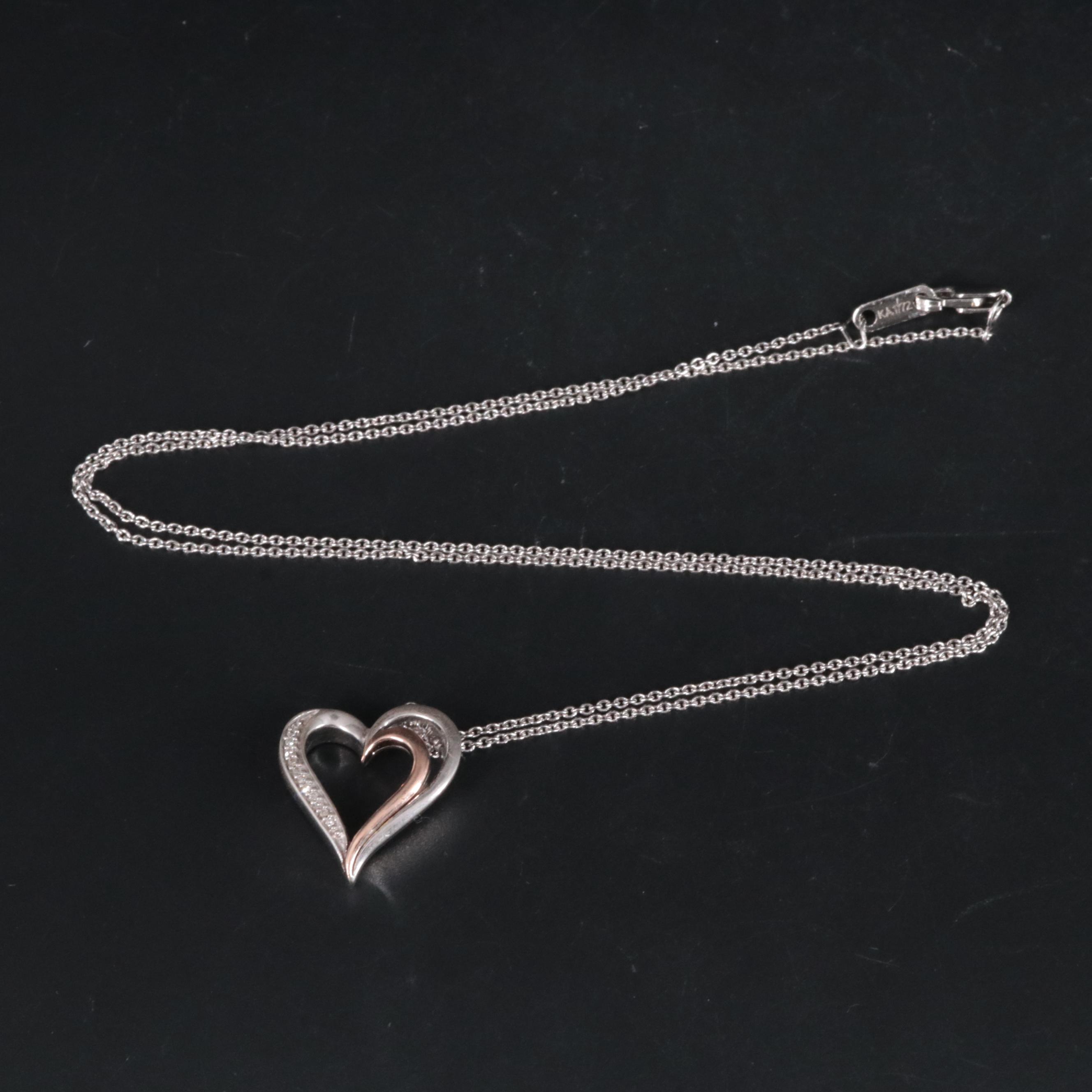 Sterling 0.03 CTW Diamond Heart Pendant