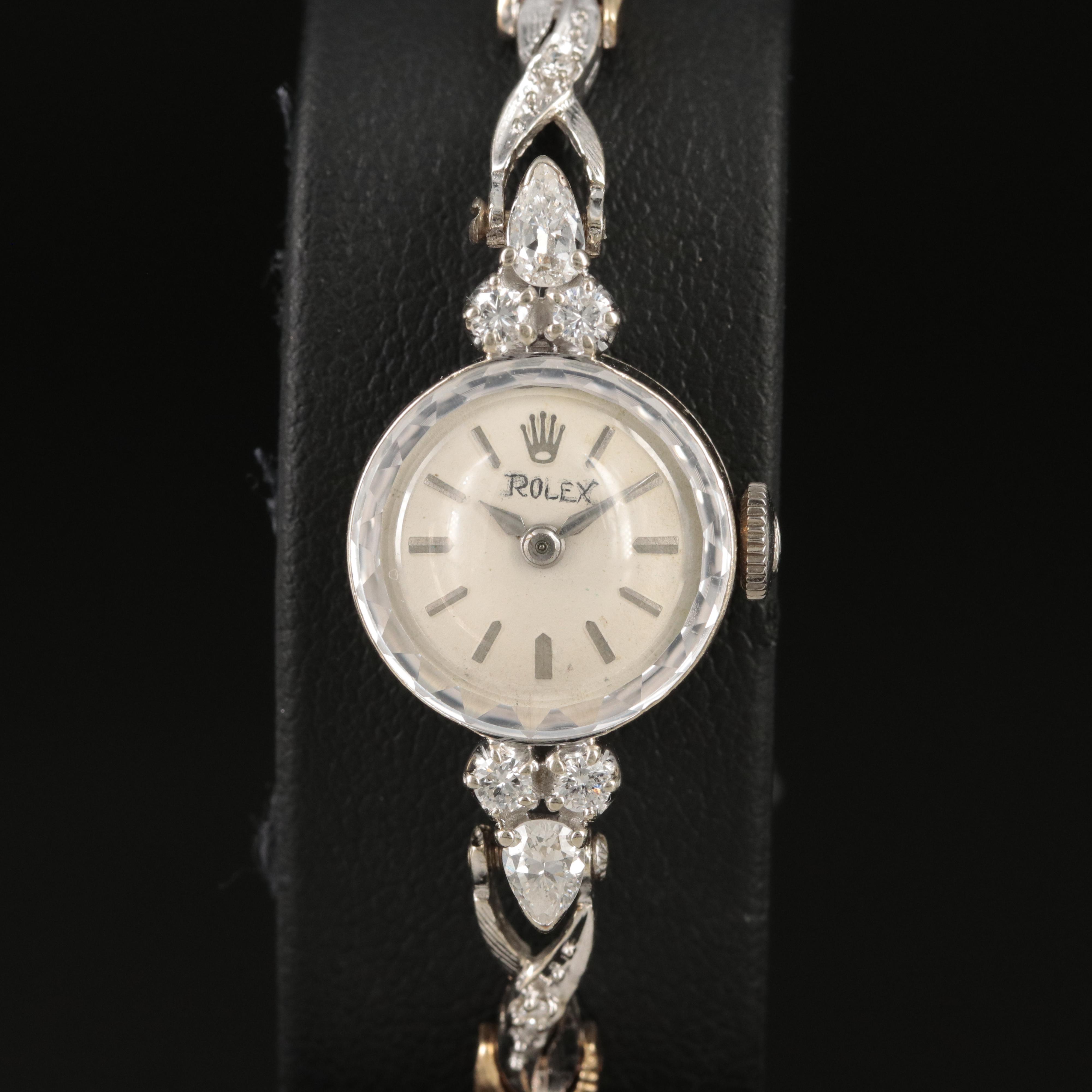 Vintage 14K and Diamond Rolex Stem Wind Watch