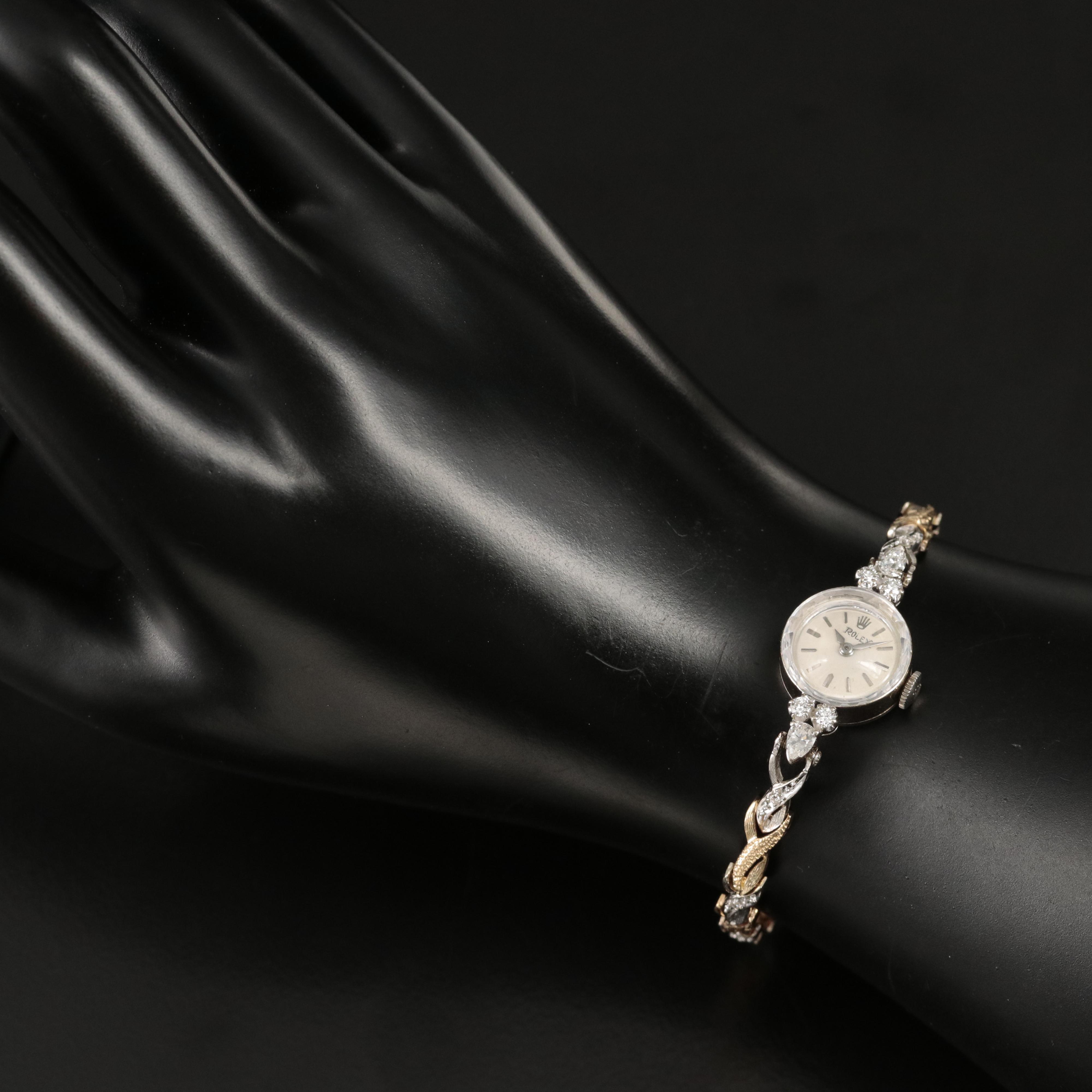 Vintage 14K and Diamond Rolex Stem Wind Watch