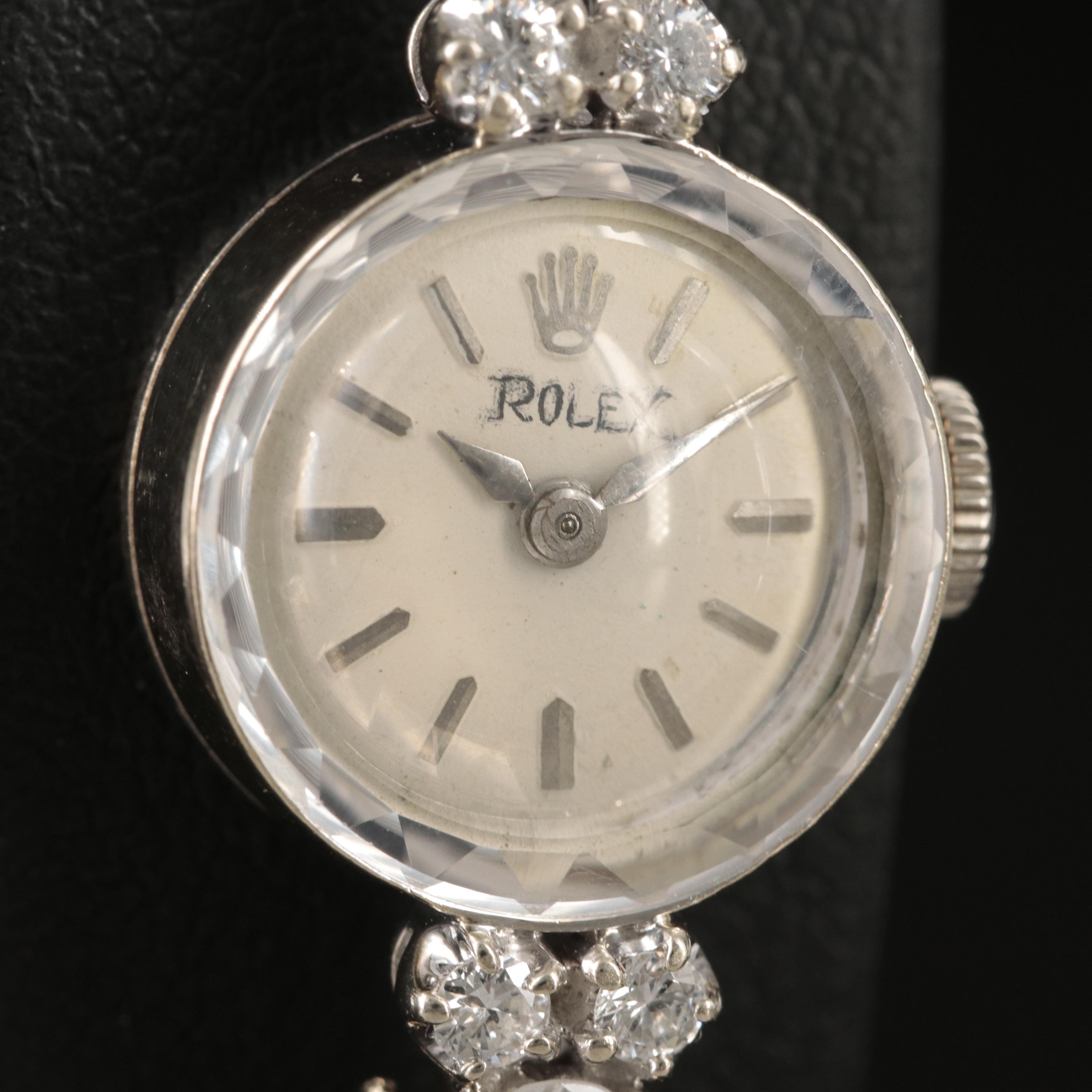 Vintage 14K and Diamond Rolex Stem Wind Watch