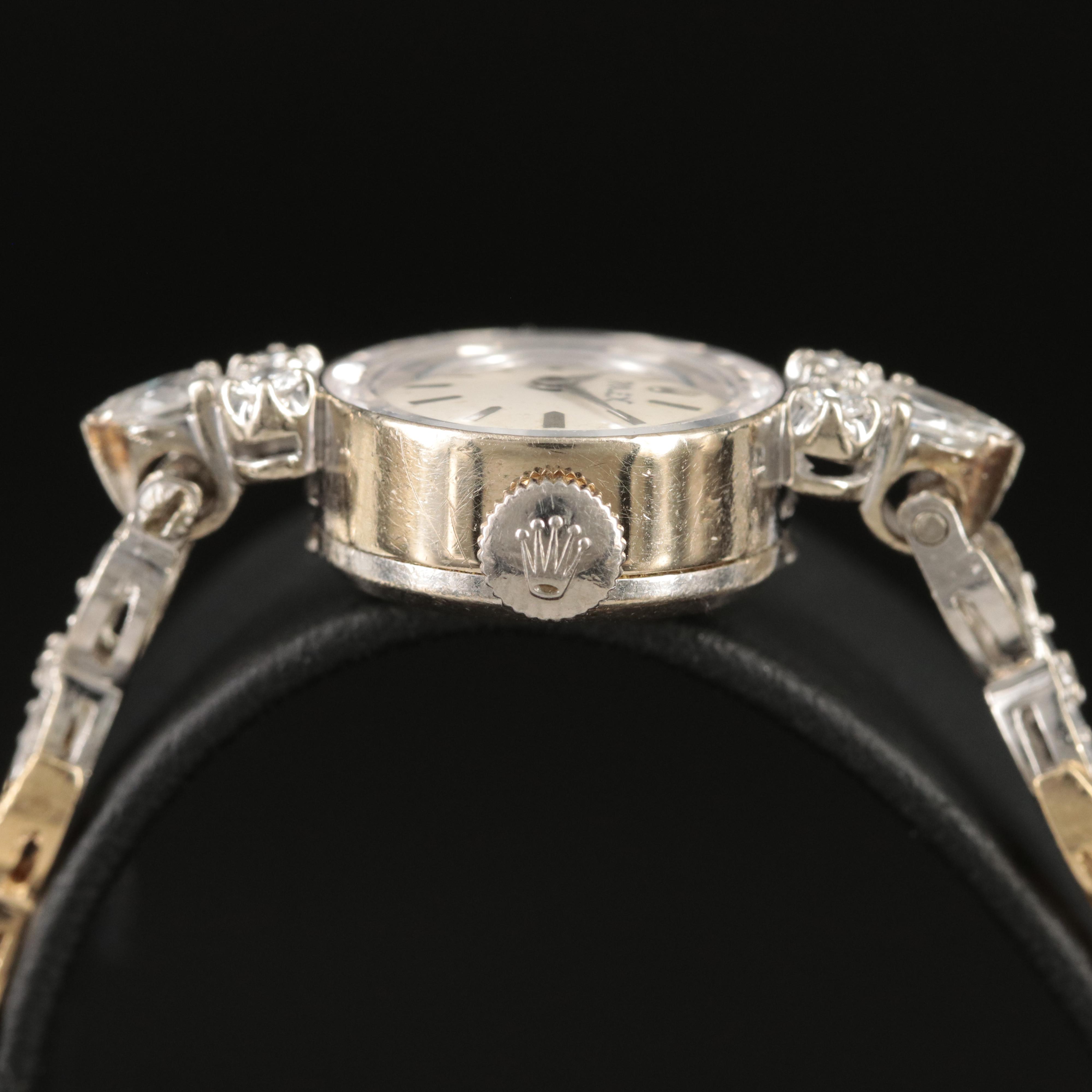 Vintage 14K and Diamond Rolex Stem Wind Watch